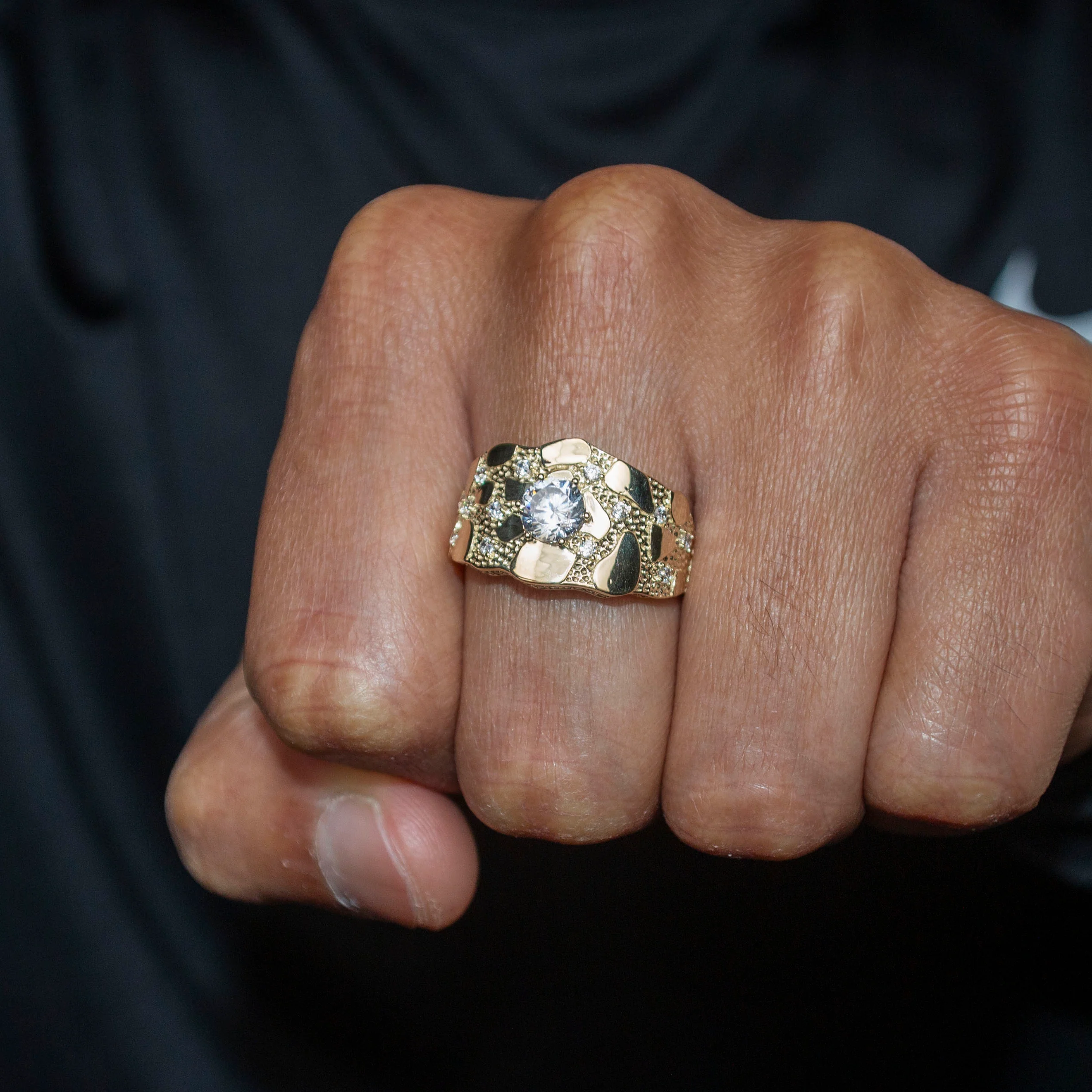 10K Gold Cz Nugget Ring For Men | 4.4 Grams - Image 2