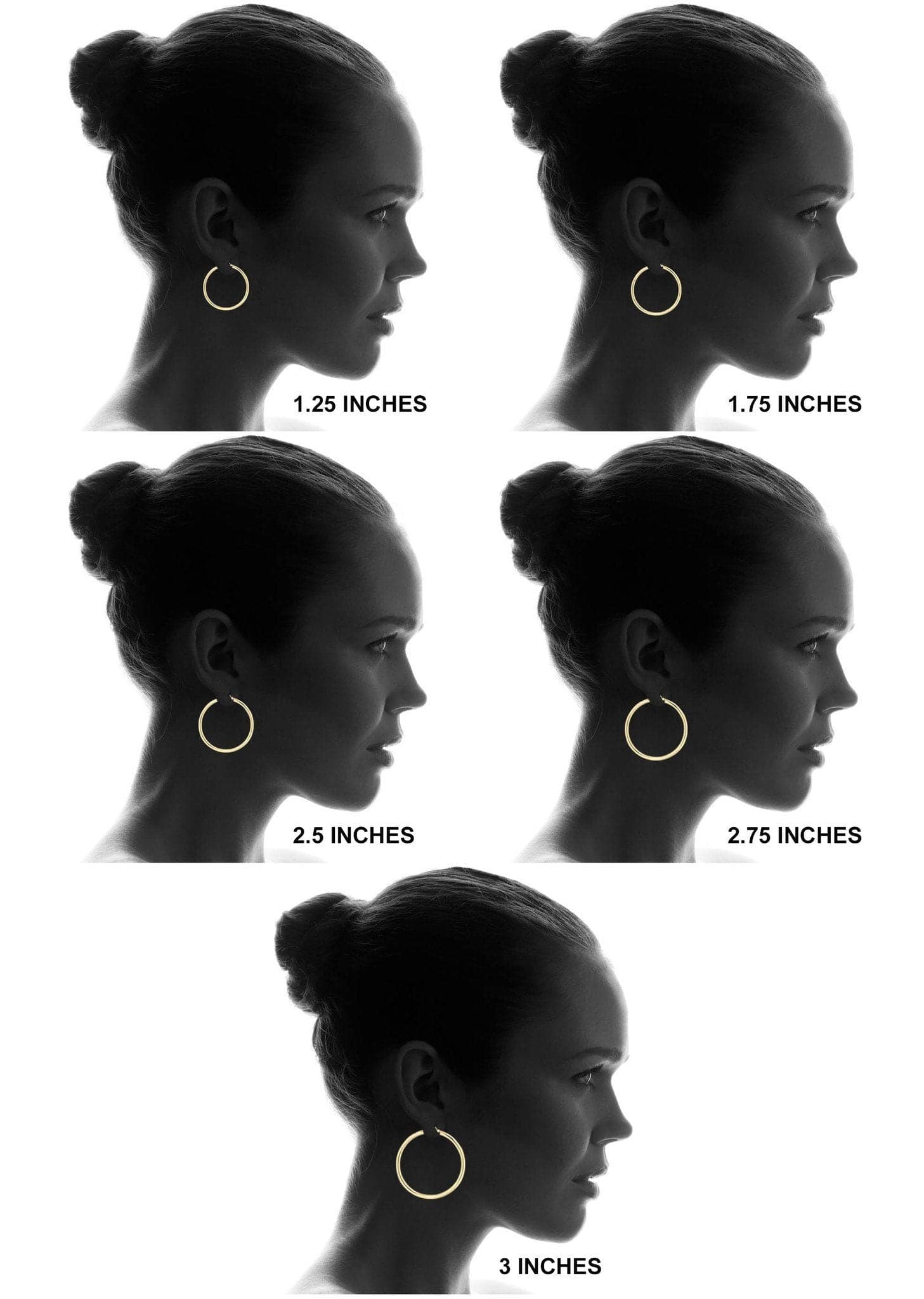 10K Gold Plain Hoop Hoop Earrings | Customizable Size - Image 5