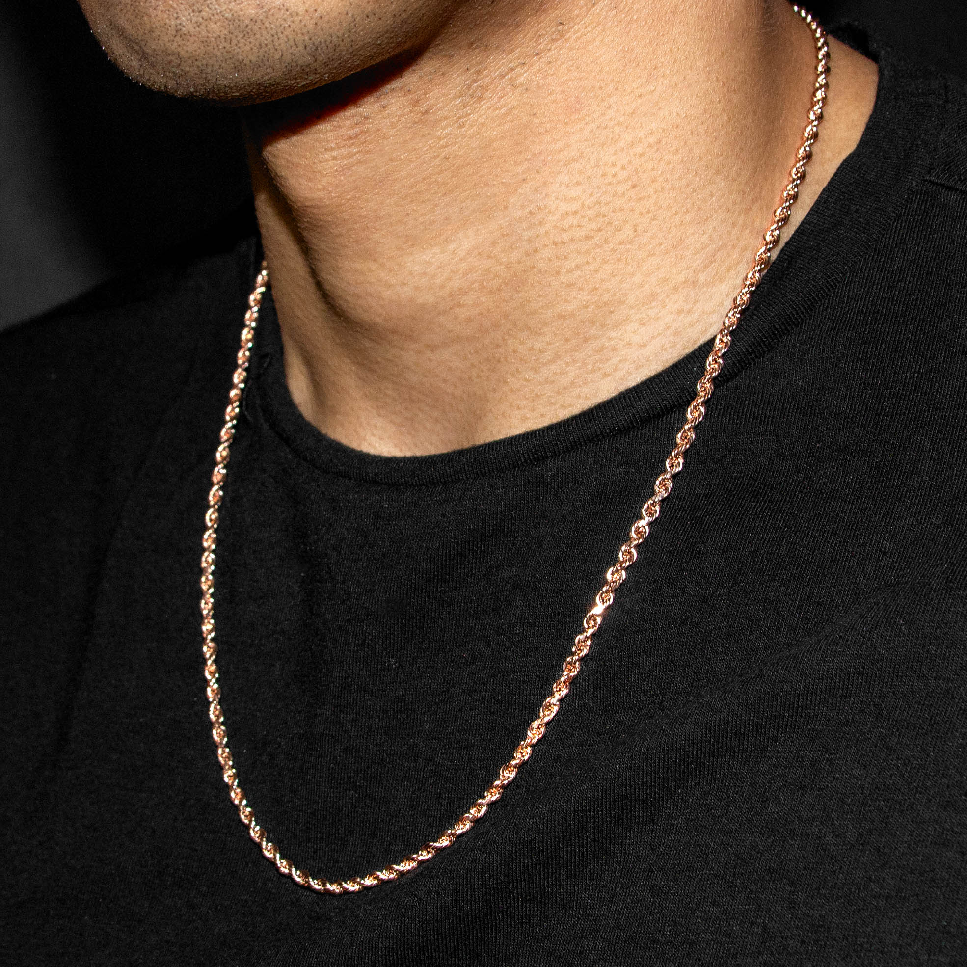 10K Rose Gold Rope Necklace / 3 MM - Image 6