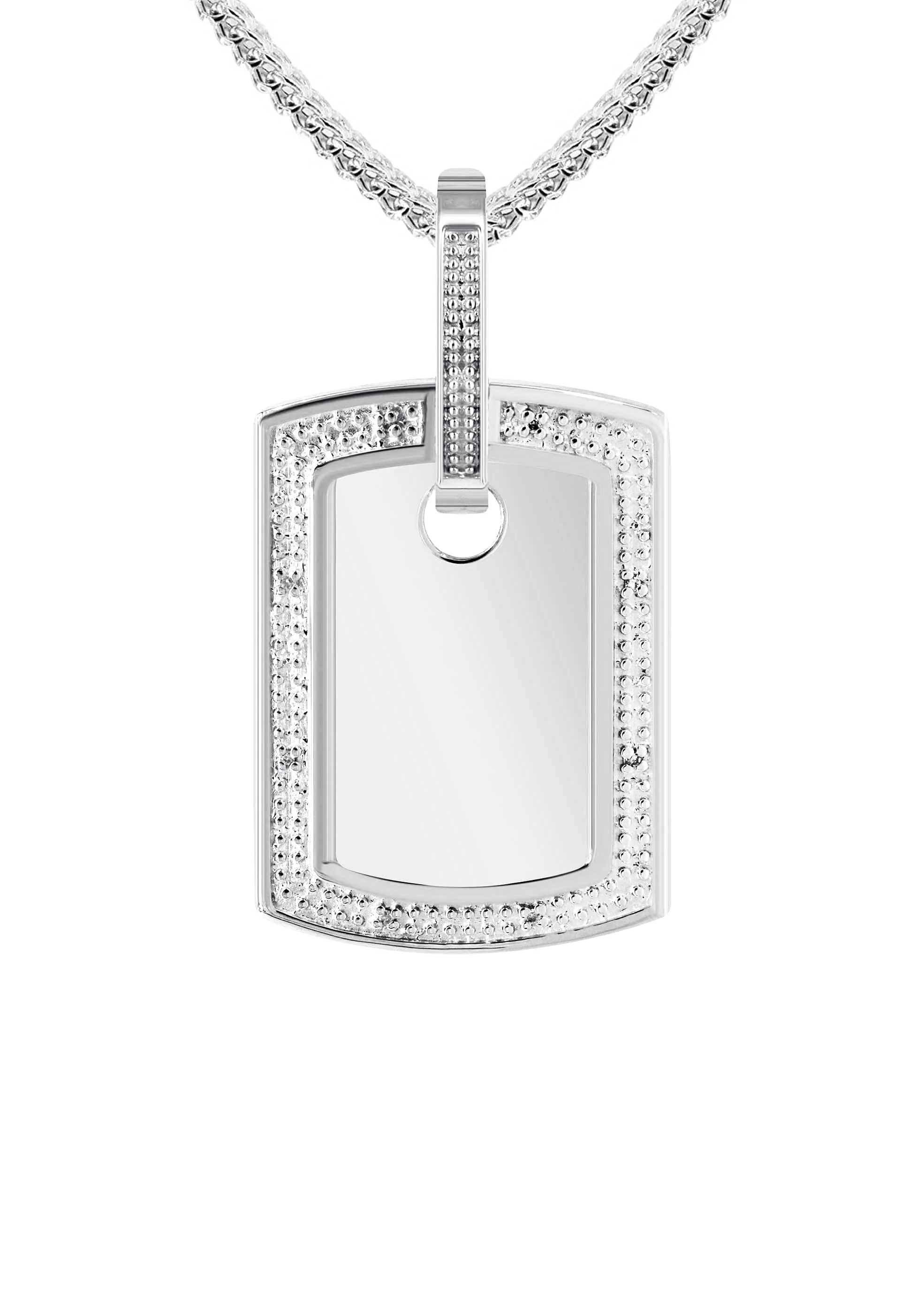 10K White Gold Diamond Dog Tag Picture Pendant Necklace | Appx. 19 Grams - Image 2