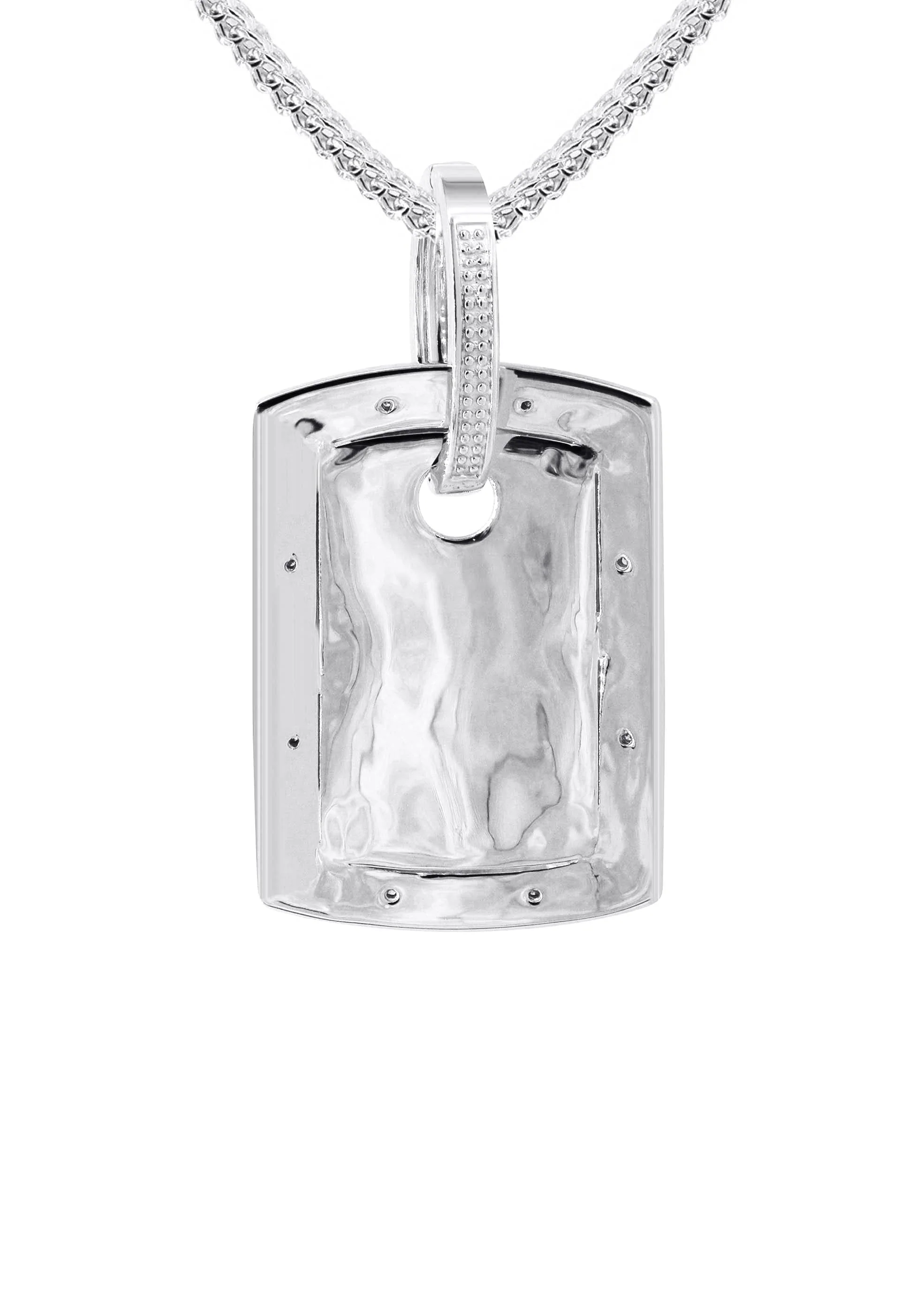 10K White Gold Diamond Dog Tag Picture Pendant Necklace | Appx. 19 Grams - Image 3