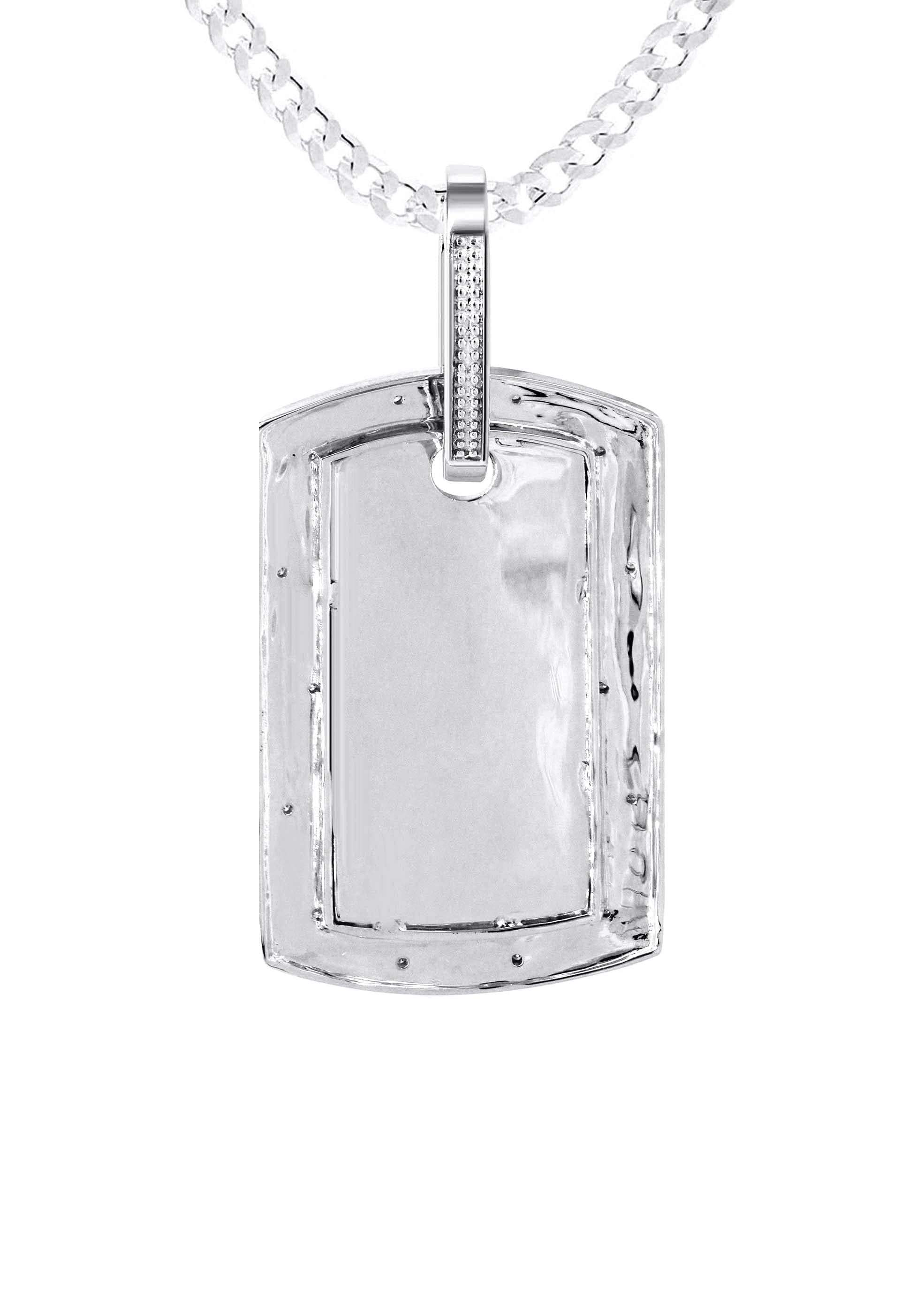 10K White Gold Diamond Dog Tag Picture Pendant Necklace | Appx. 24 Grams - Image 3