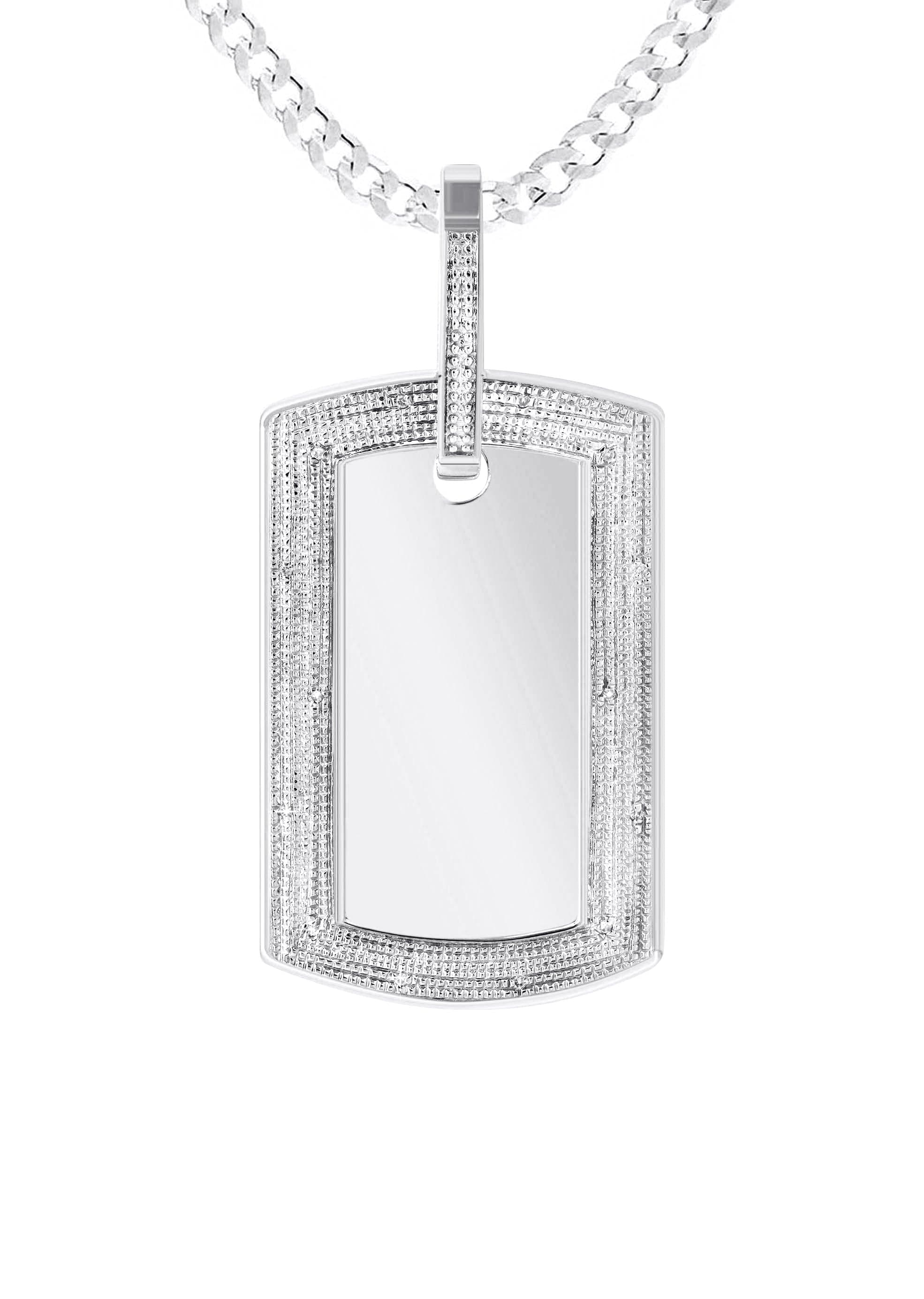 10K White Gold Diamond Dog Tag Picture Pendant Necklace | Appx. 24 Grams - Image 4