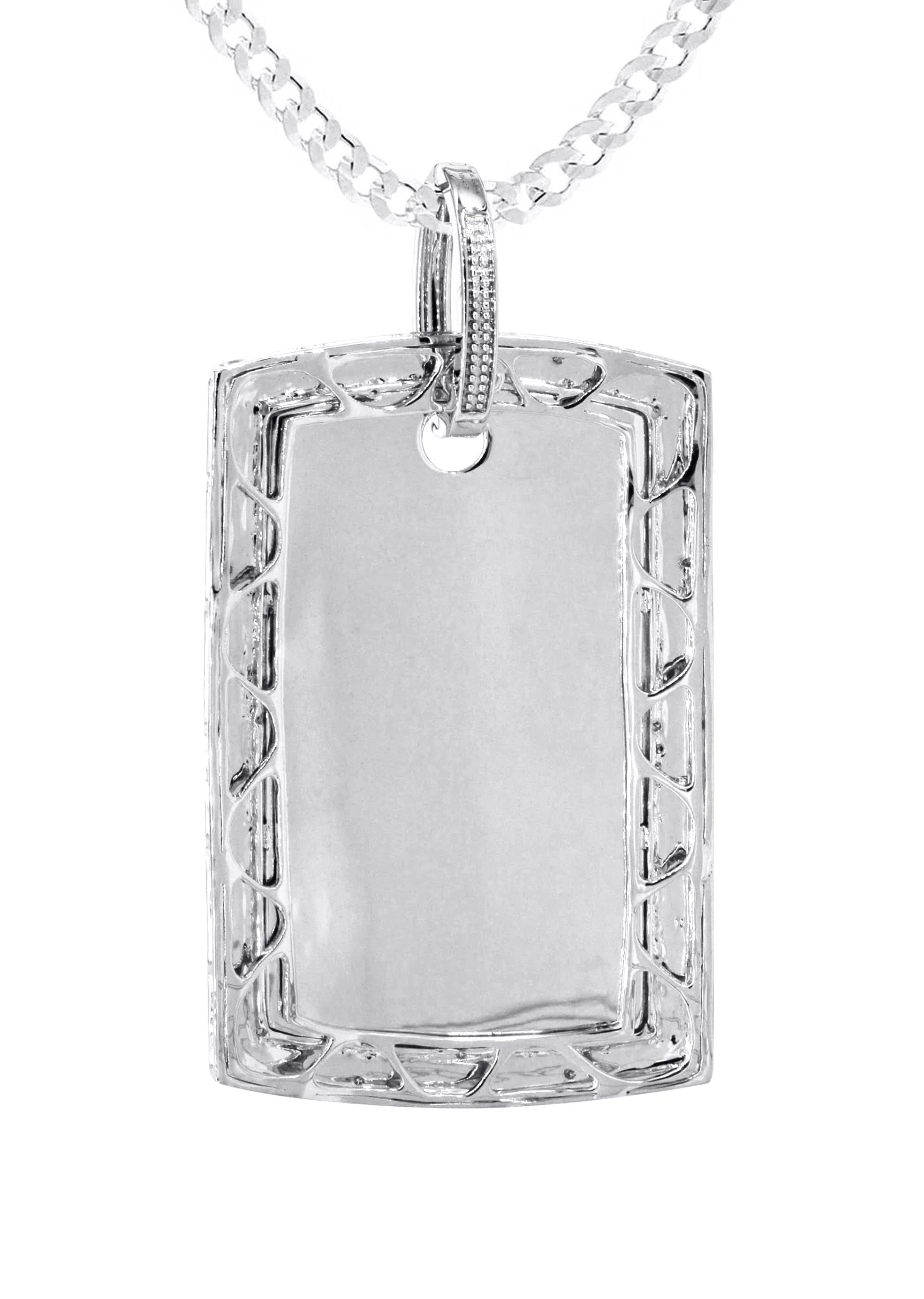 10K White Gold Diamond Dog Tag Picture Pendant Necklace | Appx. 36 Grams - Image 2
