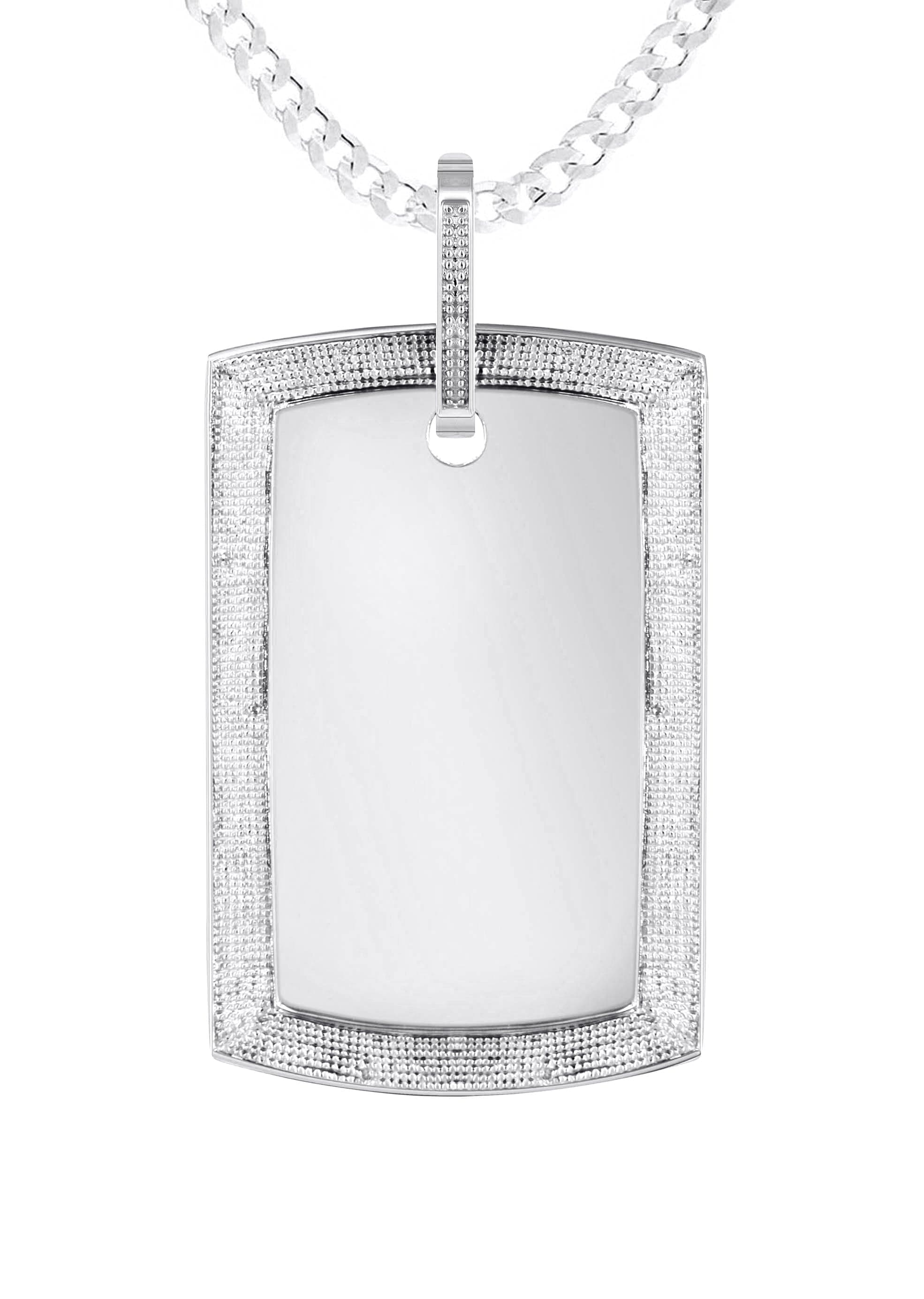 10K White Gold Diamond Dog Tag Picture Pendant Necklace | Appx. 36 Grams - Image 3