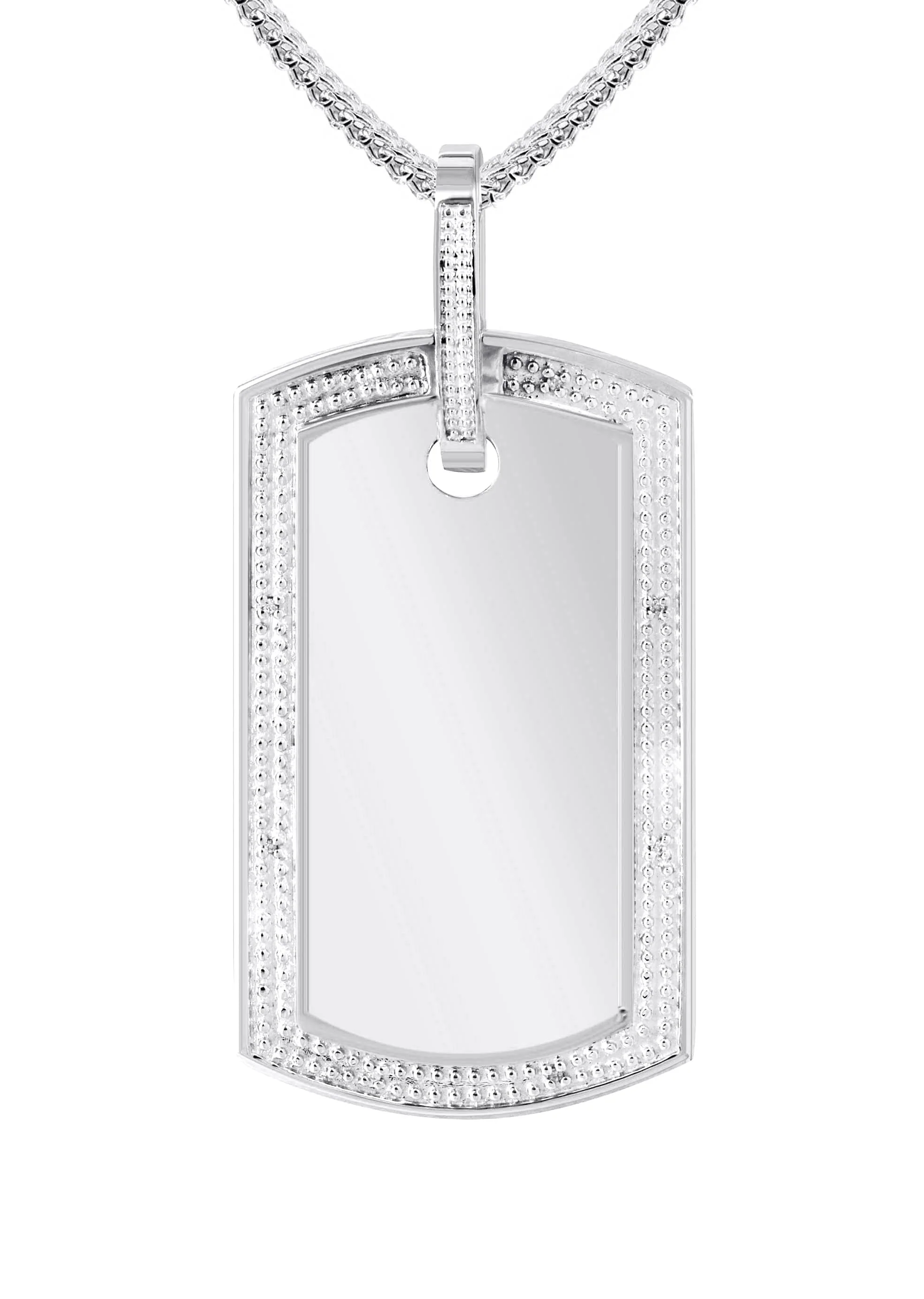 10K White Gold Diamond Dog Tag Picture Pendant Necklace | Appx. 27 Grams - Image 4