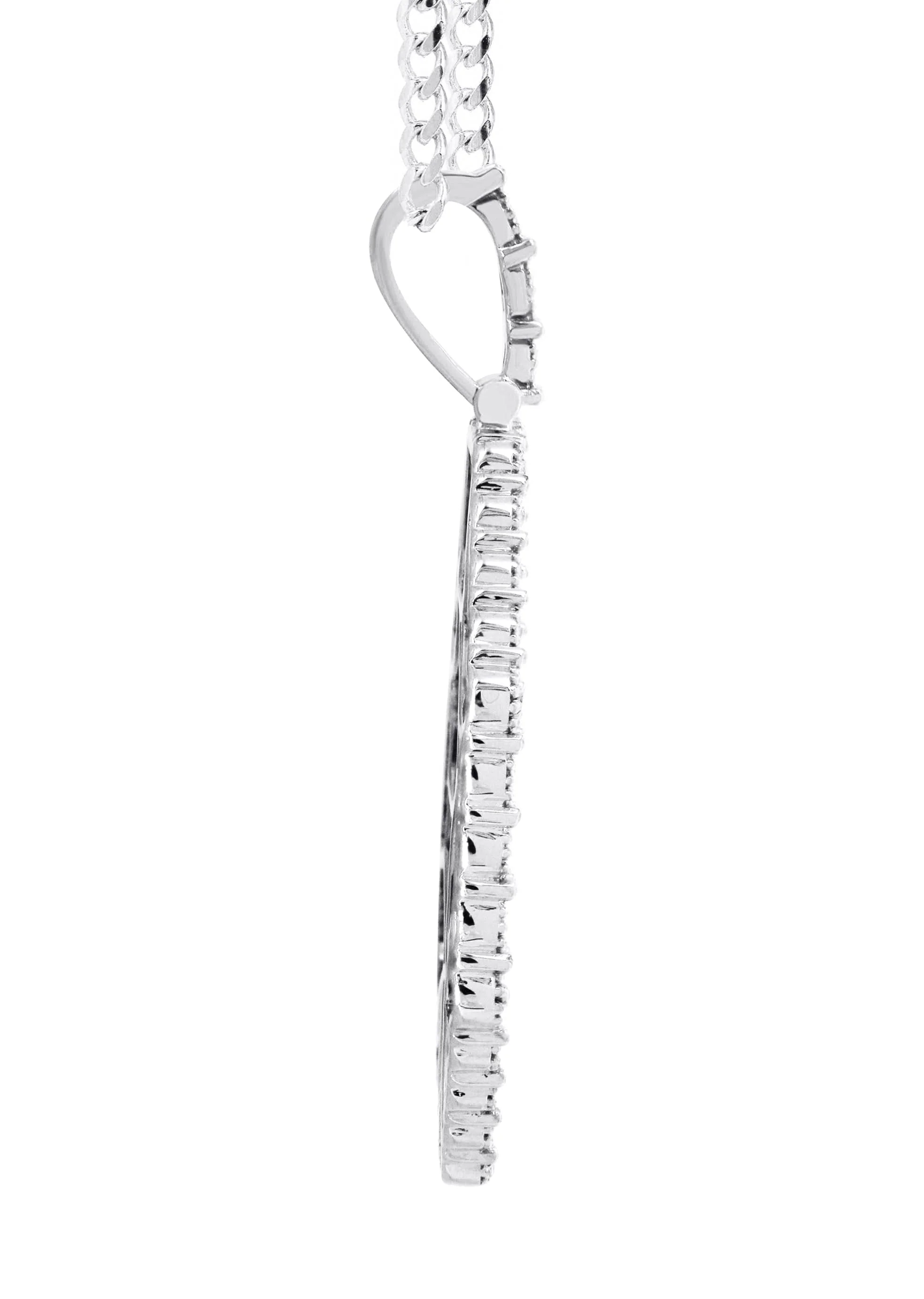 10K White Gold Diamond Octagon Picture Pendant Necklace | Appx. 22 Grams - Image 2