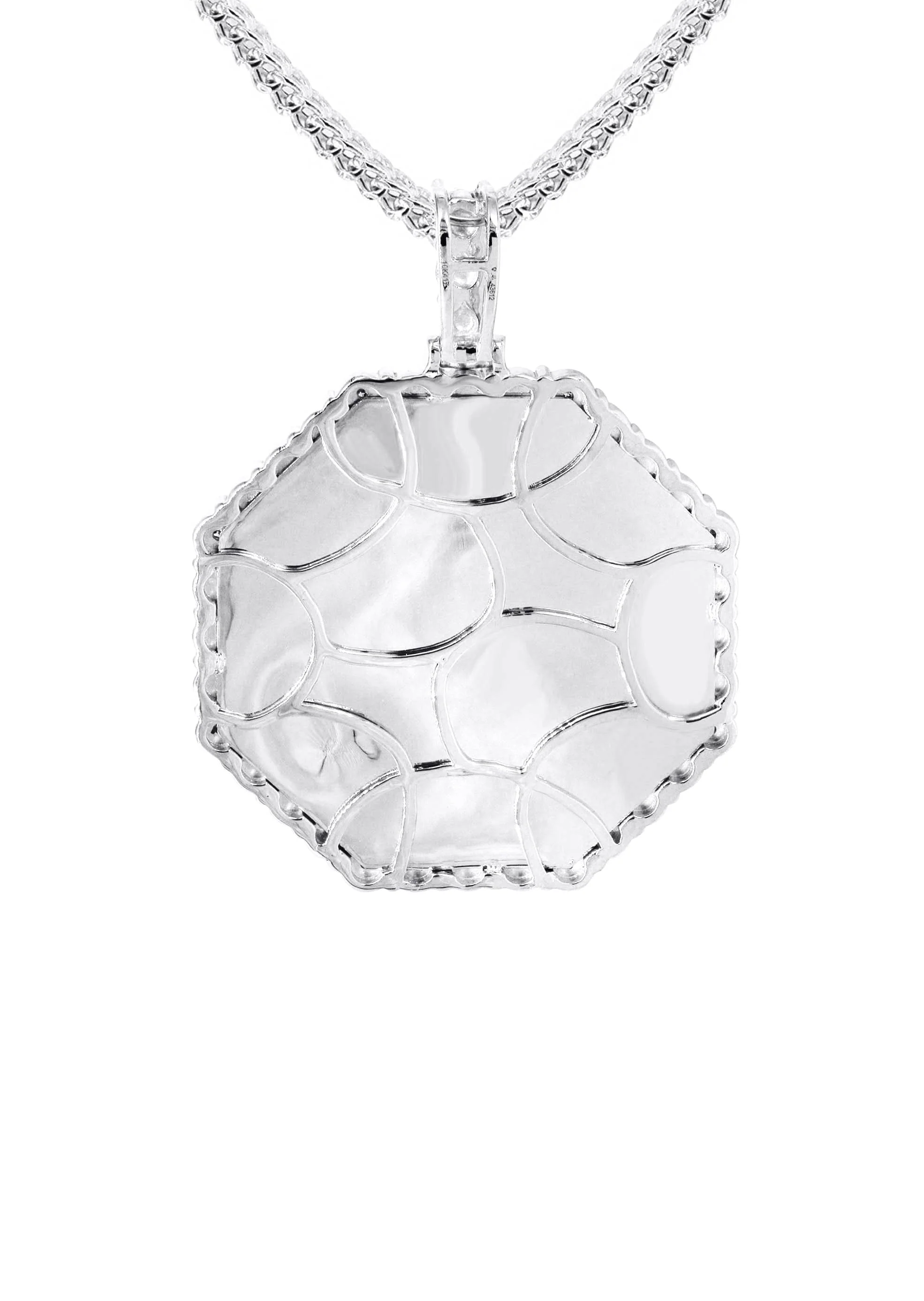10K White Gold Diamond Octagon Picture Pendant Necklace | Appx. 17 Grams - Image 3