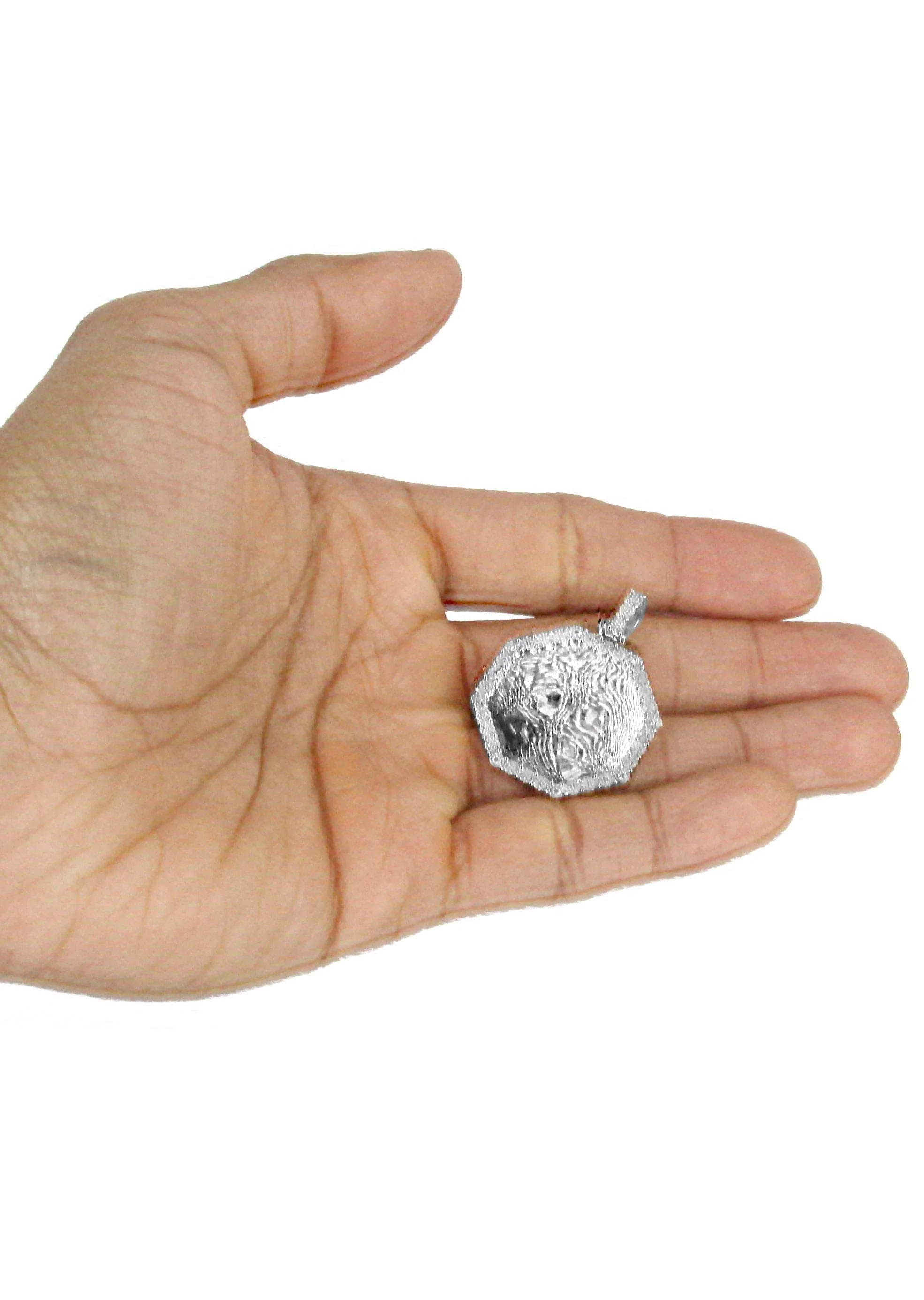 10K White Gold Diamond Octagon Picture Pendant Necklace | Appx. 17 Grams - Image 5