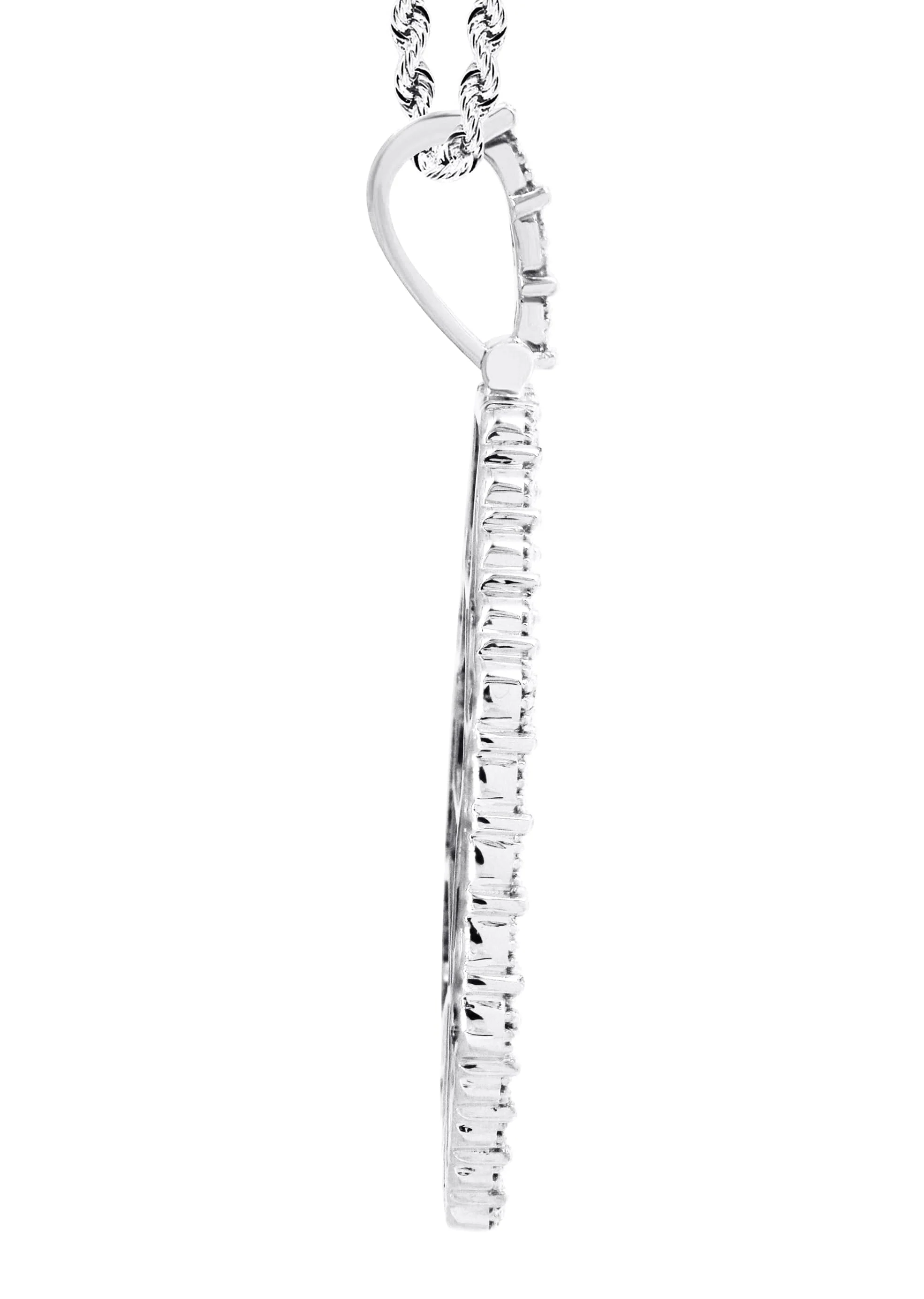 10K White Gold Diamond Octagon Picture Pendant Necklace | Appx. 25 Grams - Image 2