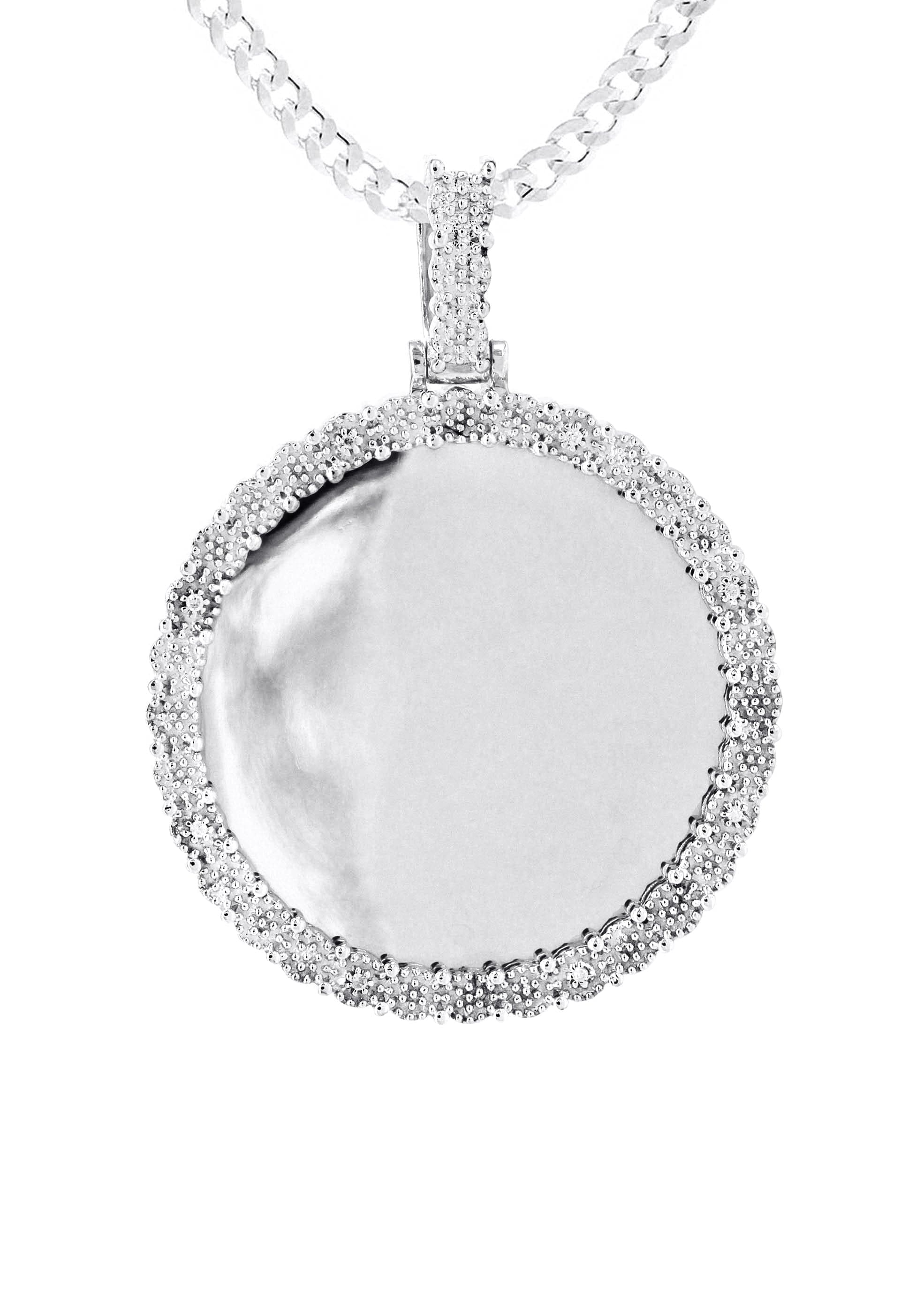 10K White Gold Diamond Round Picture Pendant Necklace | Appx. 16 Grams - Image 2