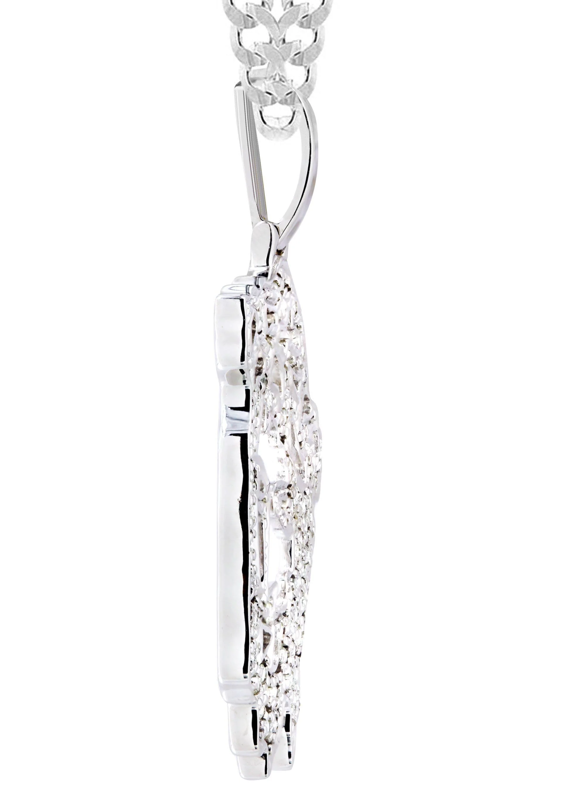 10K White Gold 3D Jesus Head Diamond Necklace  | 0.67 Carats - Image 4