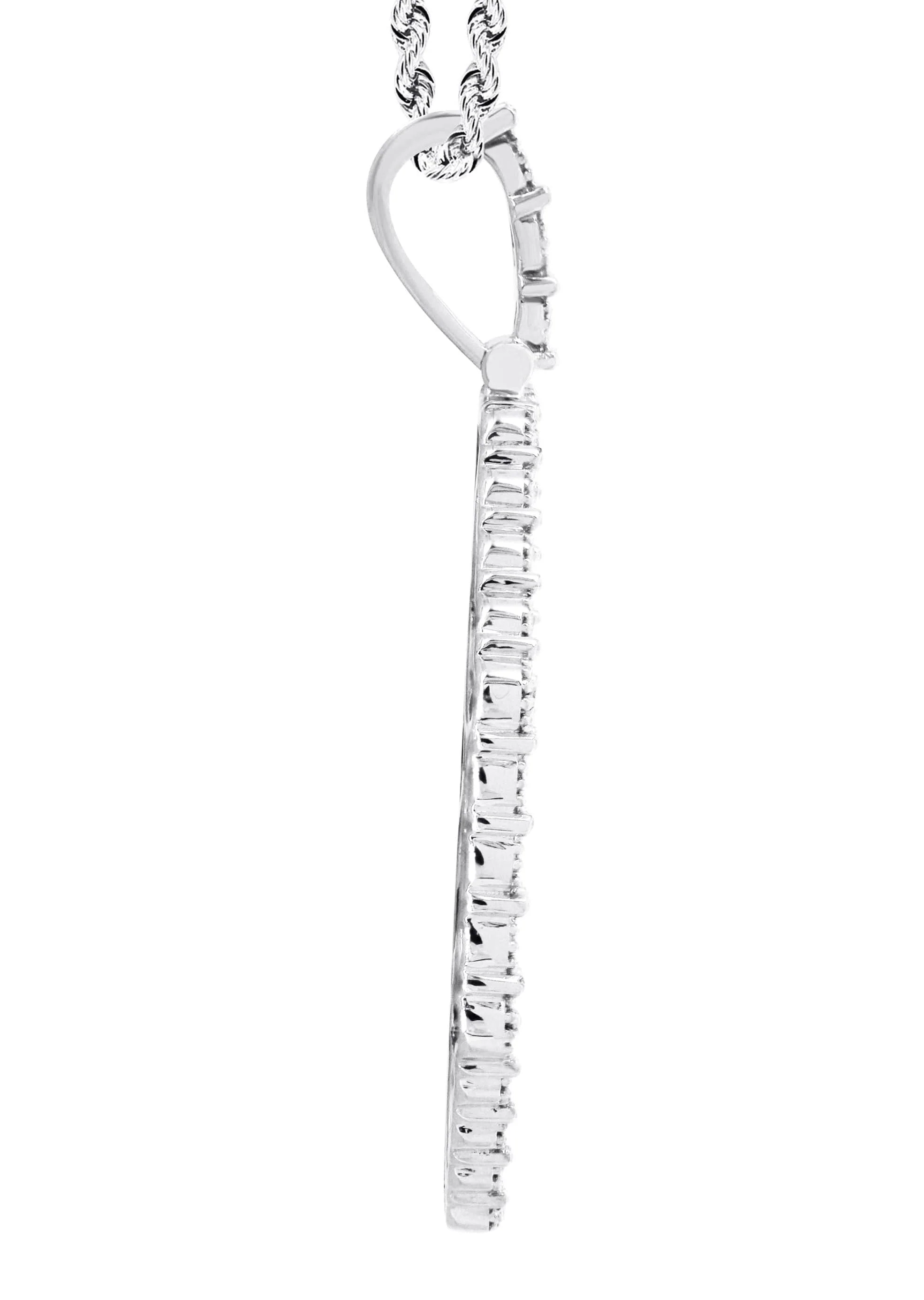 10K White Gold Large Diamond Heart Picture Pendant Necklace | Appx. 24 Grams - Image 3