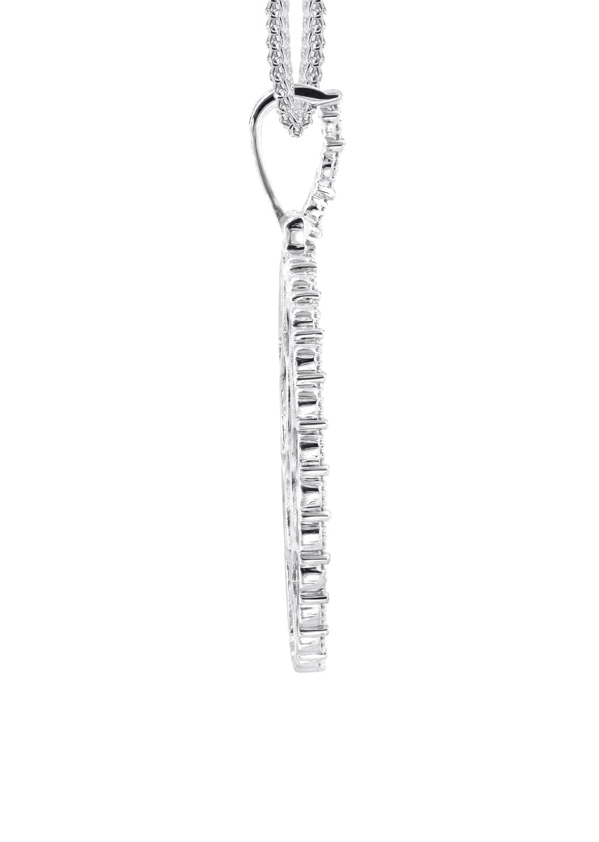 10K White Gold Medium Diamond Oval Picture Pendant Necklace | Appx. 19 Grams - Image 4