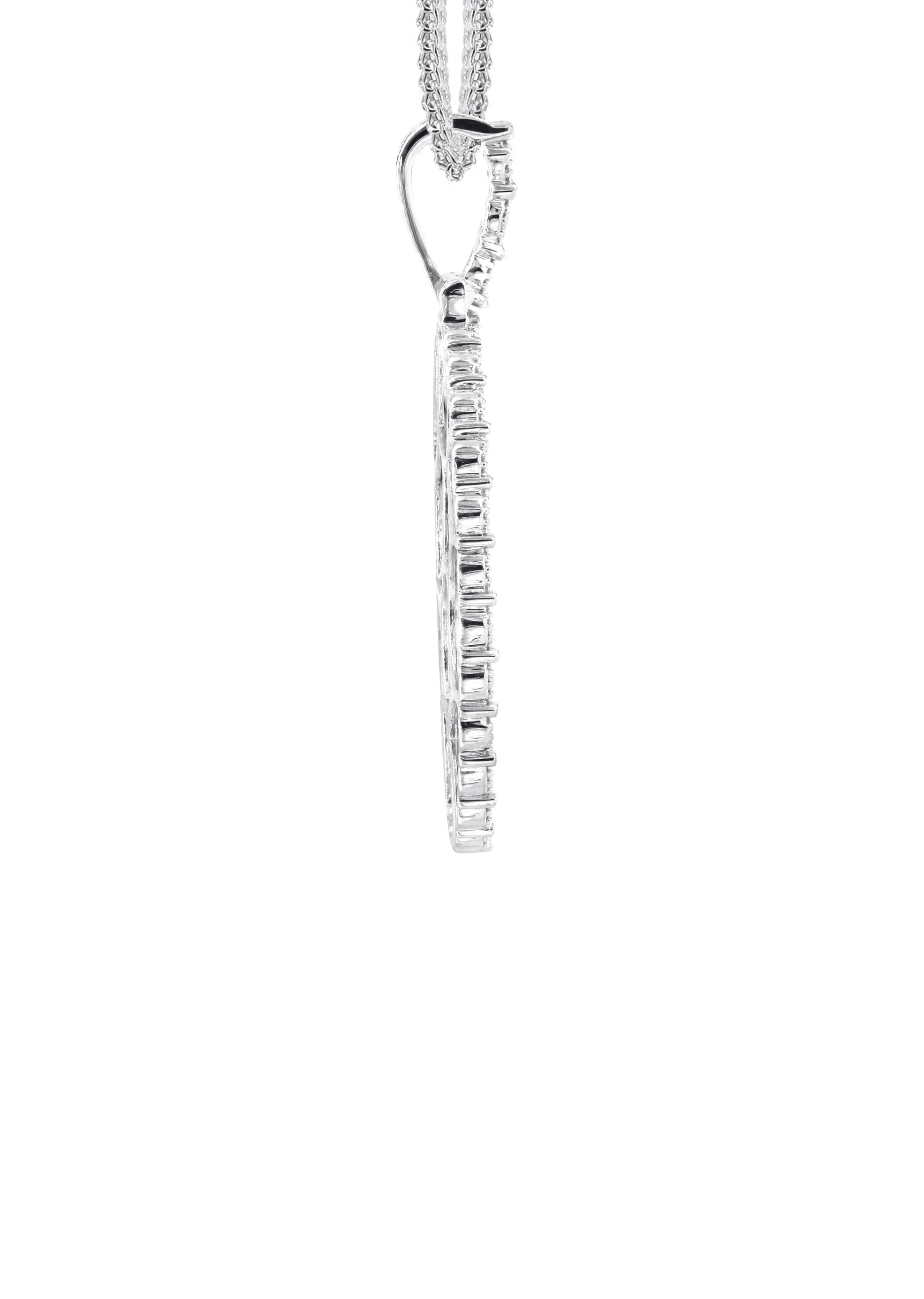 10K White Gold Small Diamond Oval Picture Pendant Necklace | Appx. 17 Grams - Image 4