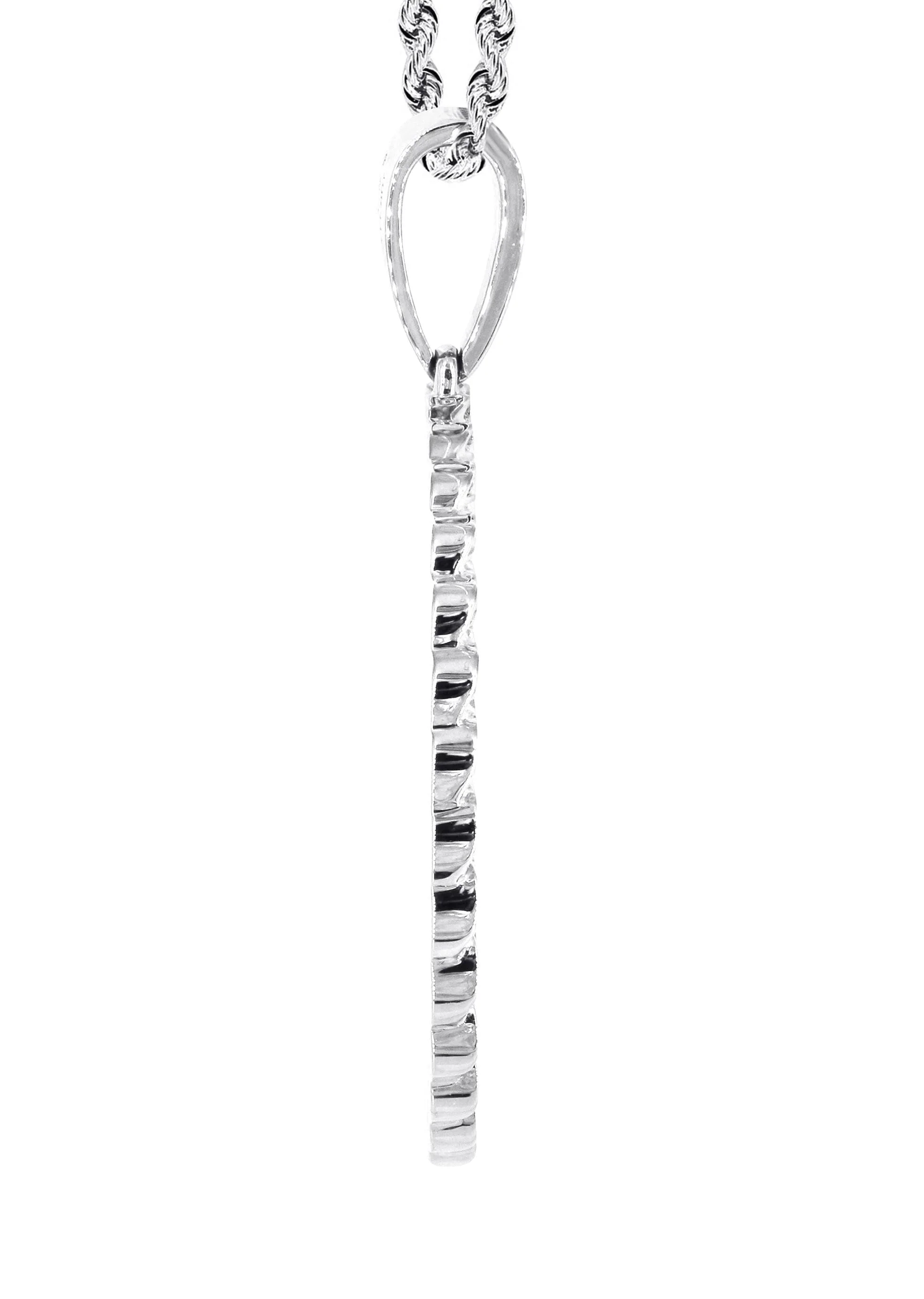 10K White Gold Small Diamond Round Cuban Picture Pendant Necklace | Appx. 18 Grams - Image 4