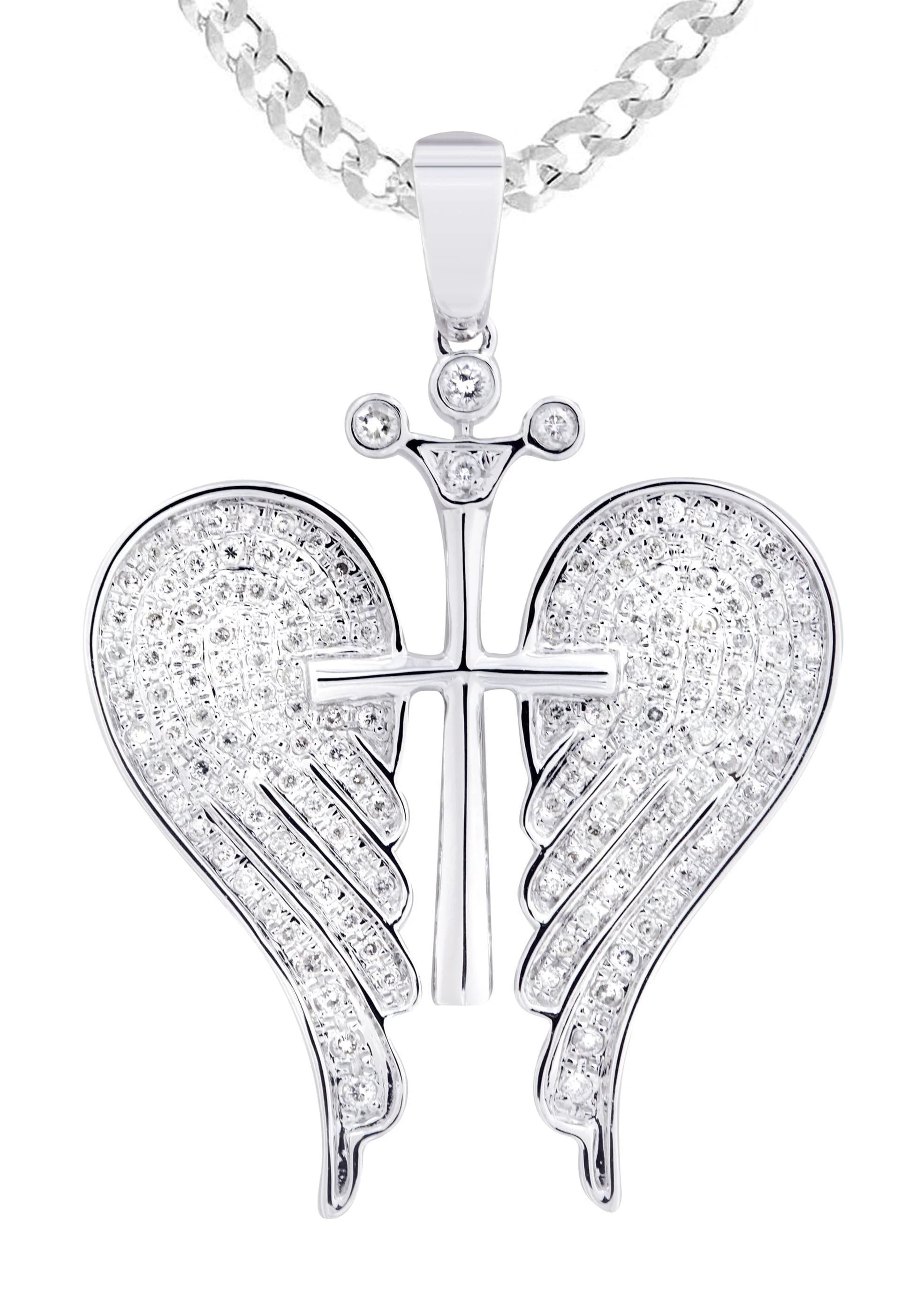 10K White Gold Wings Diamond Necklace  | 0.86 Carats - Image 2