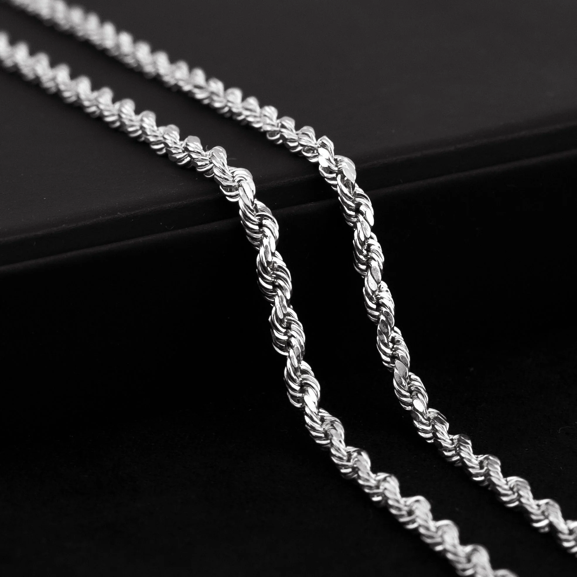 10K White Gold Rope Necklace / 3 MM - Image 4