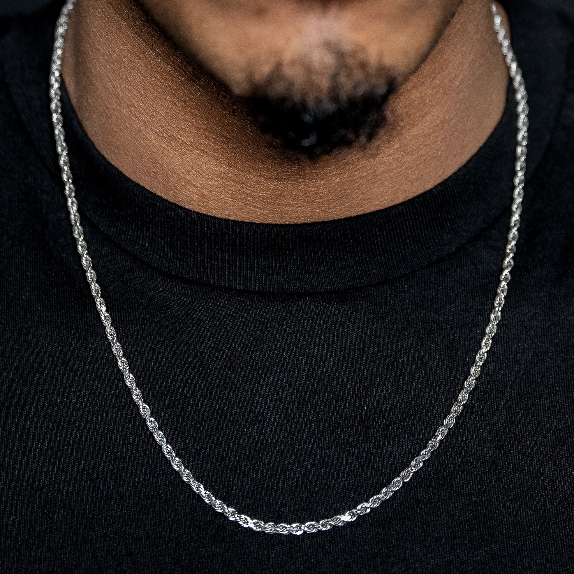 10K White Gold Rope Necklace / 3 MM - Image 6