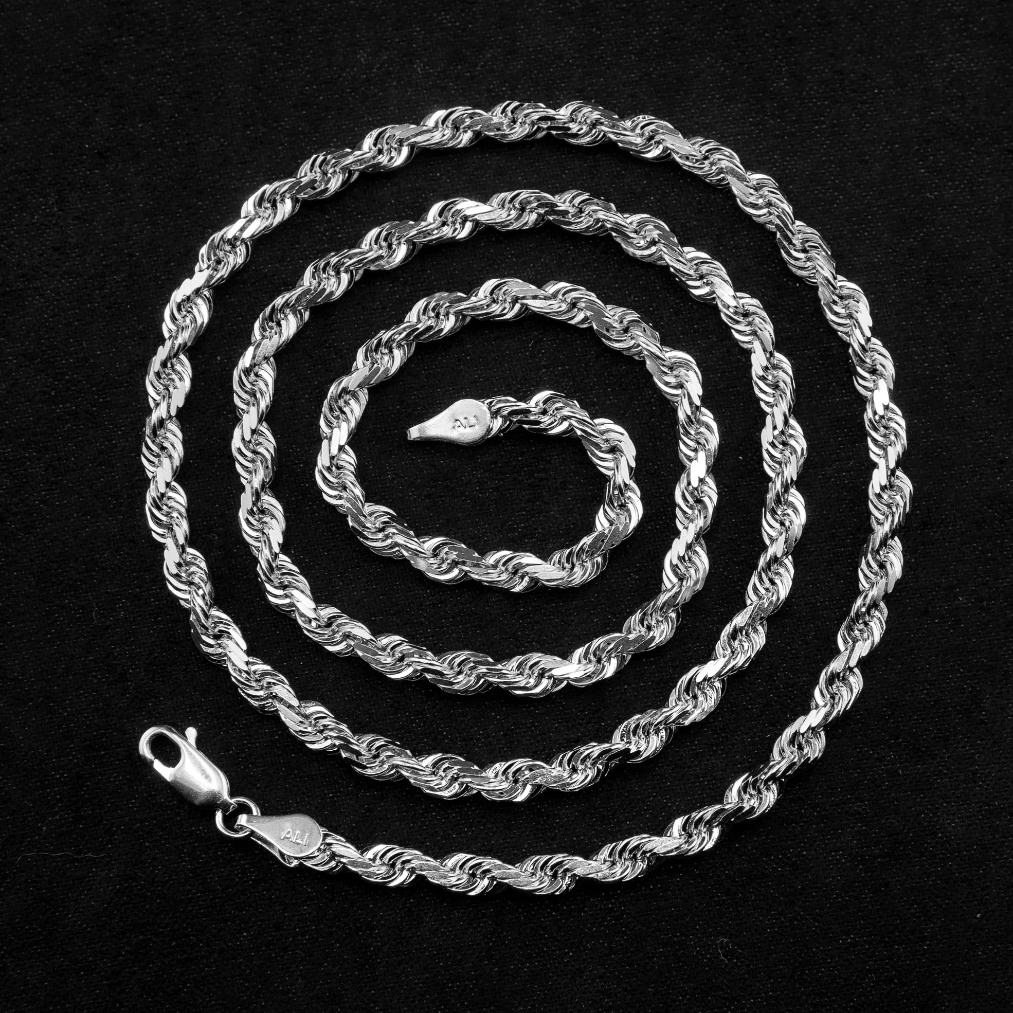 10K White Gold Rope Necklace / 3 MM - Image 7