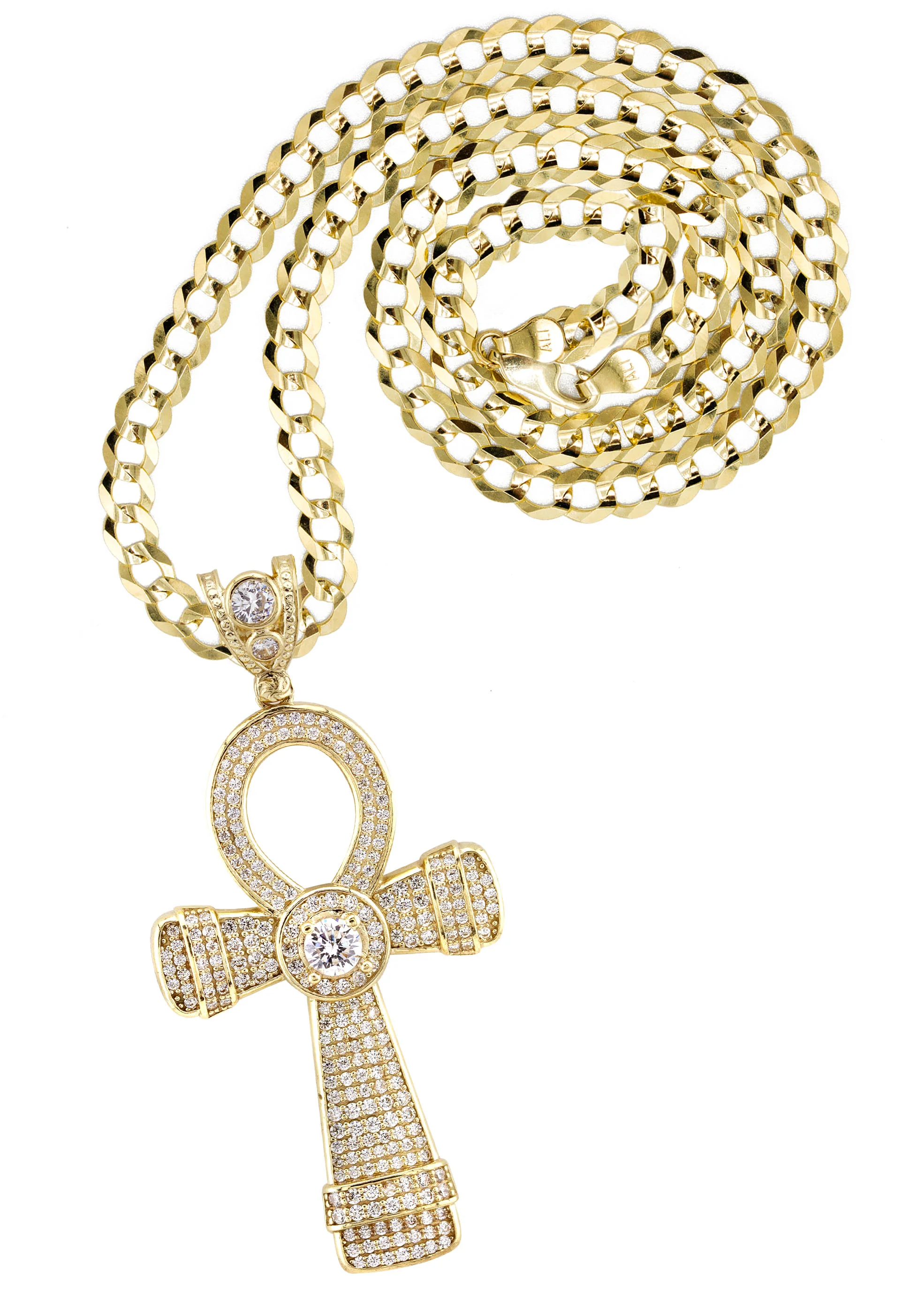 10K Yellow Gold Ankh Necklace | Small 10 Grams - Large 28 Grams