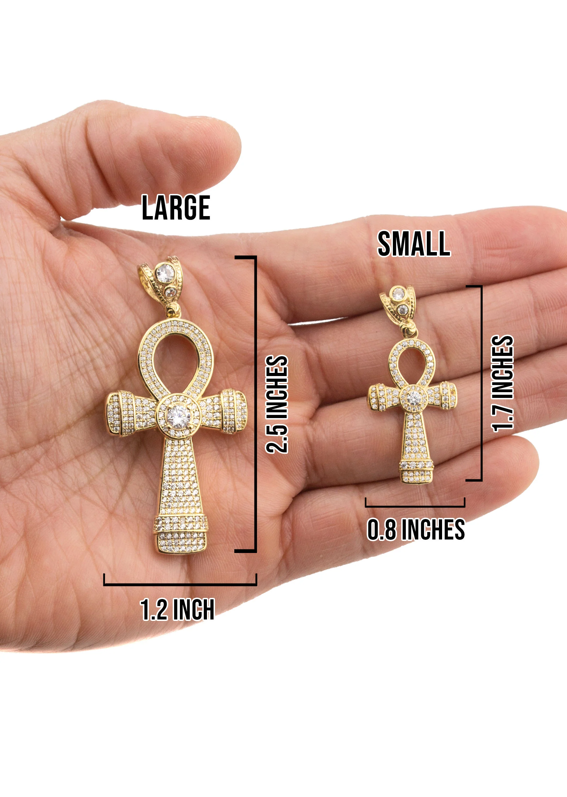 10K Yellow Gold Ankh Necklace | Small 10 Grams - Large 28 Grams - Image 5