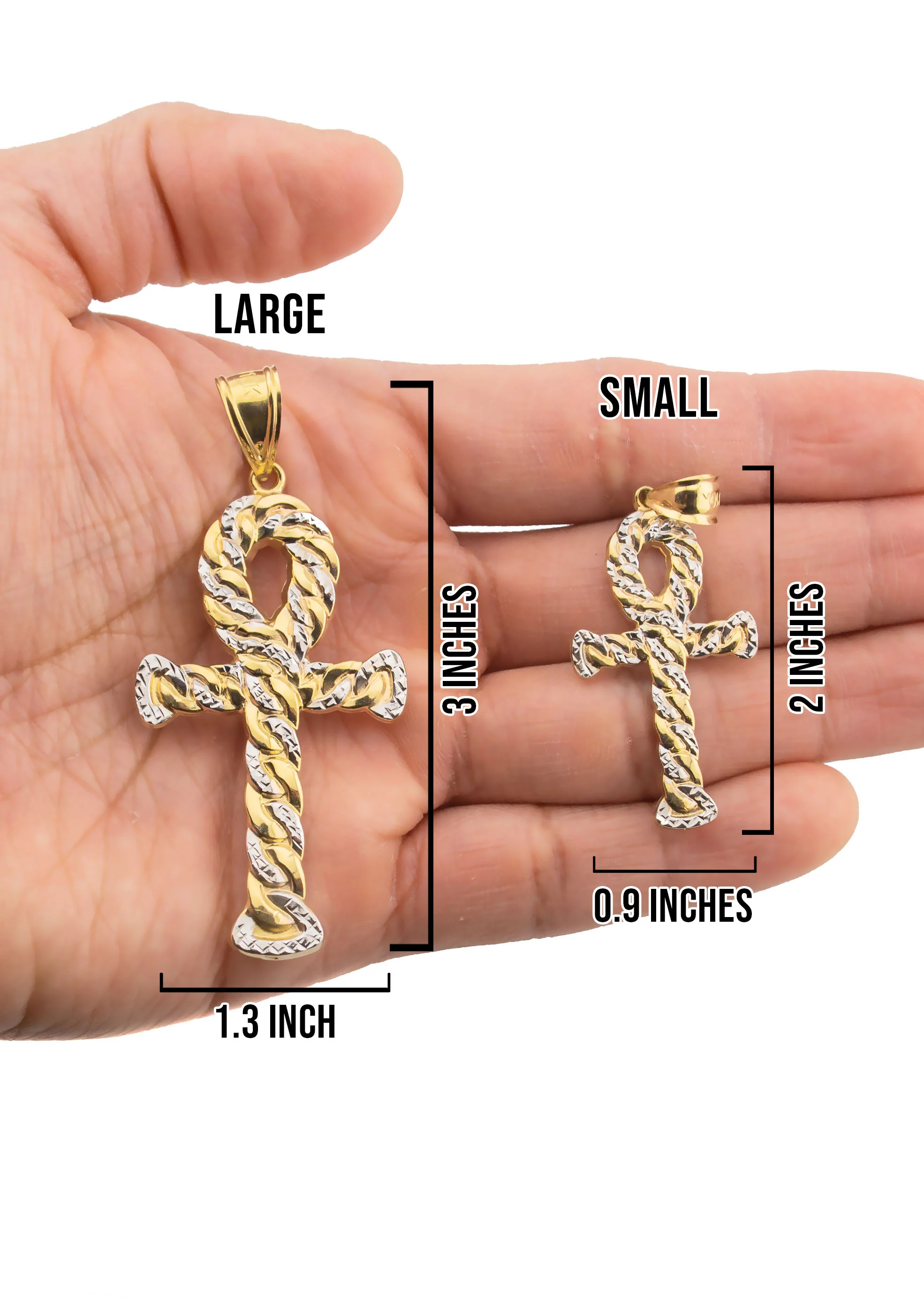 10K Yellow Gold Ankh Necklace | Small 6 Grams - Large 13 Grams - Image 5