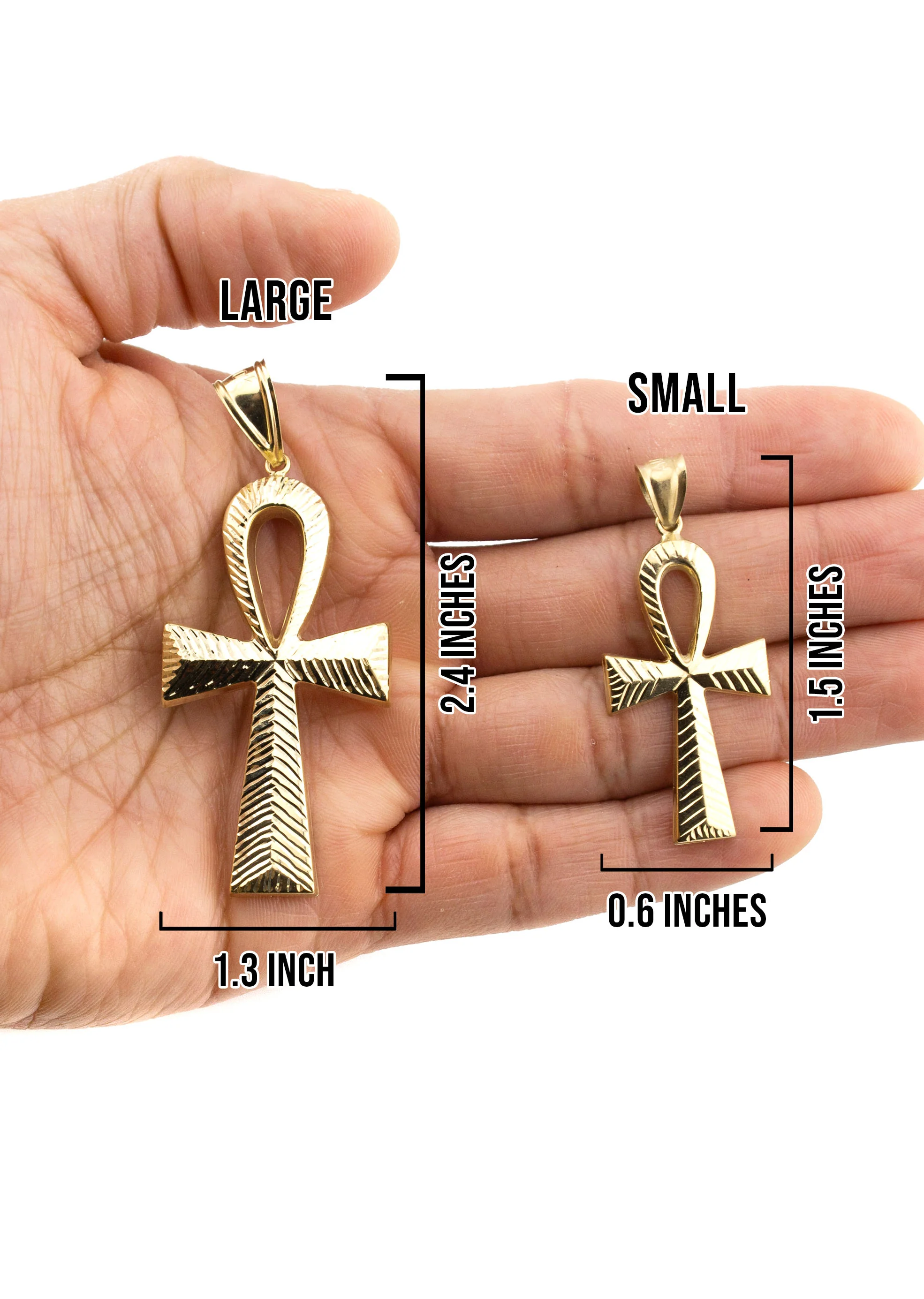 10K Yellow Gold Ankh Necklace | Small 7 Grams - Large 13 Grams - Image 5