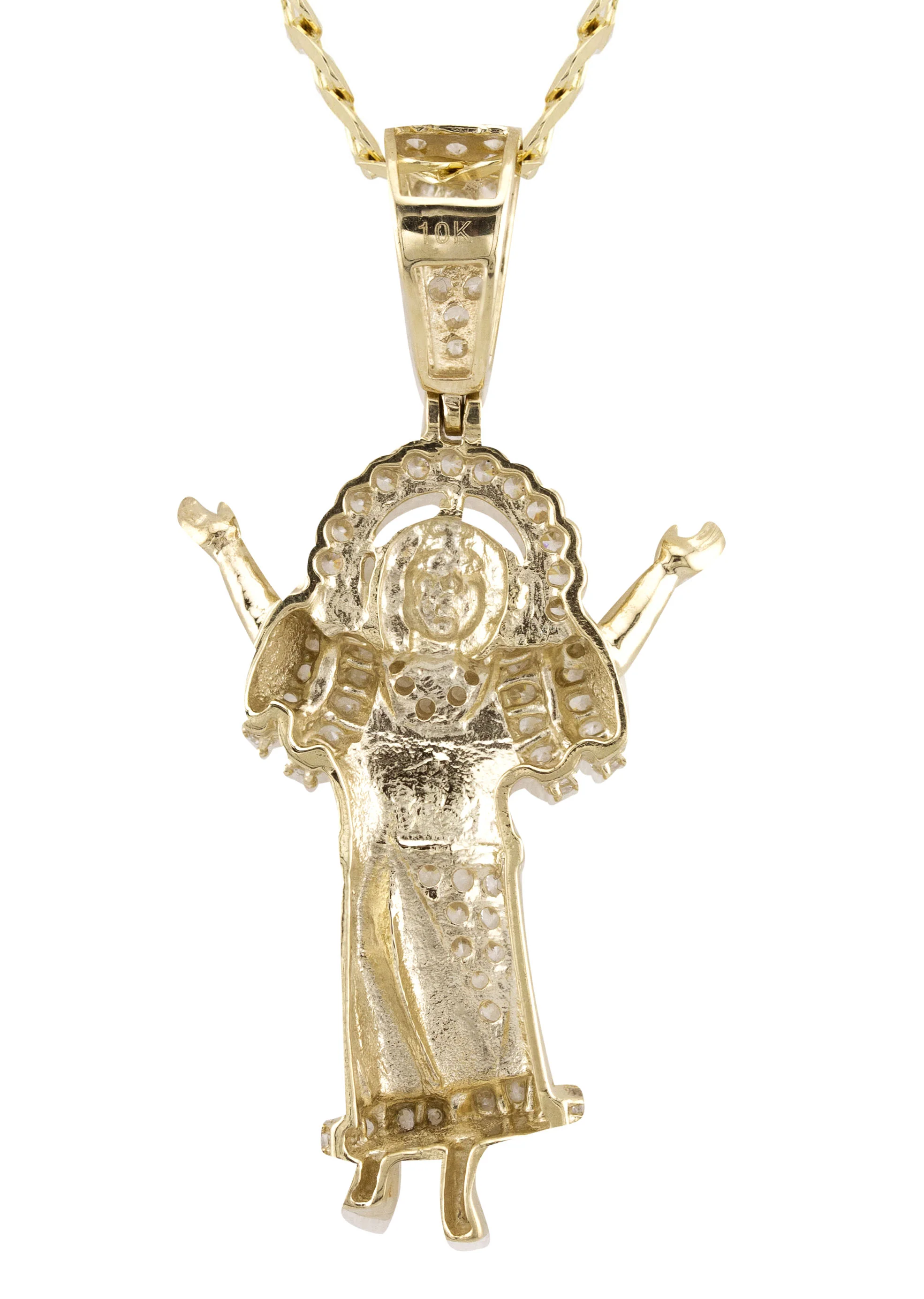 10K Yellow Gold Baby Jesus Necklace | Small 9 Grams - Large 22 Grams - Image 4