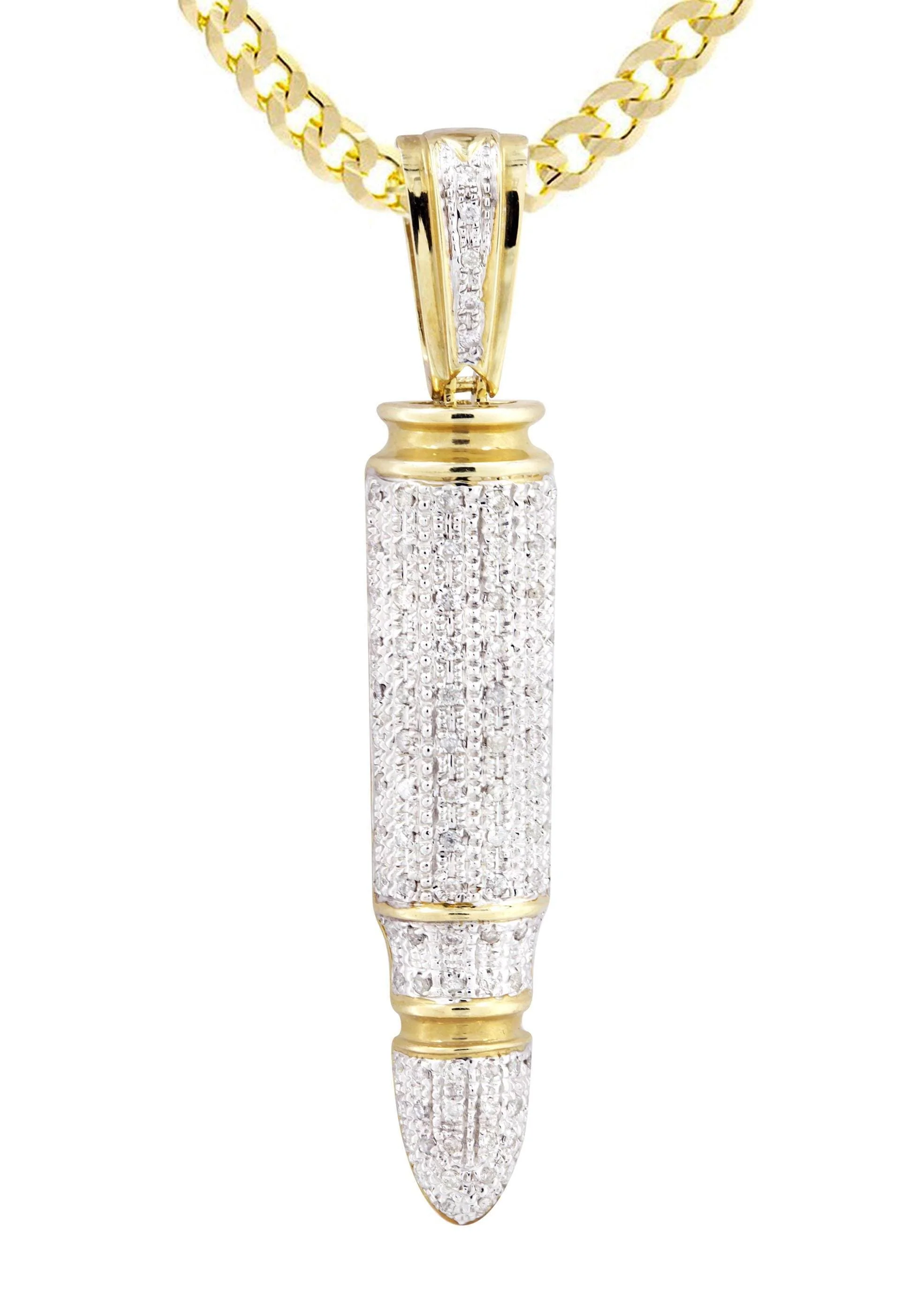 10K Yellow Gold Bullet Diamond Necklace  | 0.95 Carats - Image 2