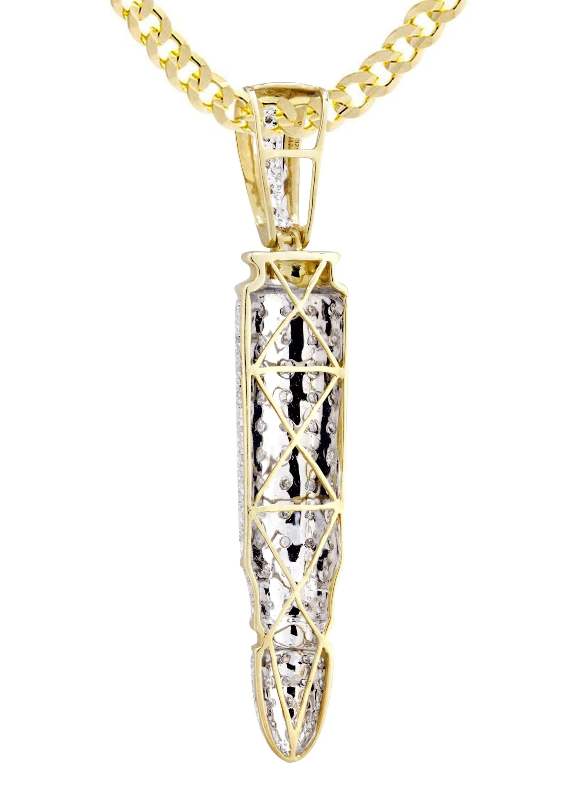 10K Yellow Gold Bullet Diamond Necklace  | 0.95 Carats - Image 3
