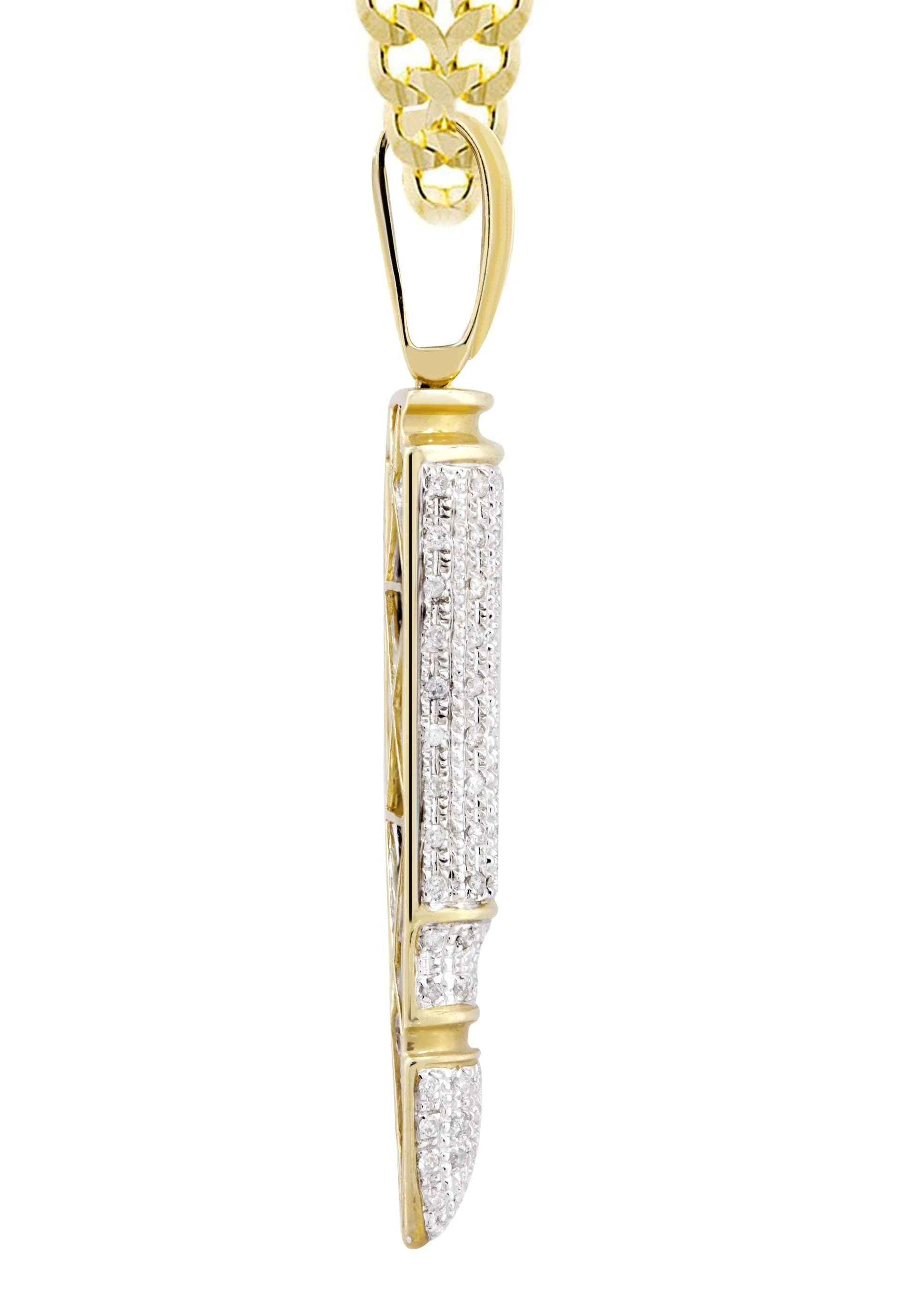 10K Yellow Gold Bullet Diamond Necklace  | 0.95 Carats - Image 4