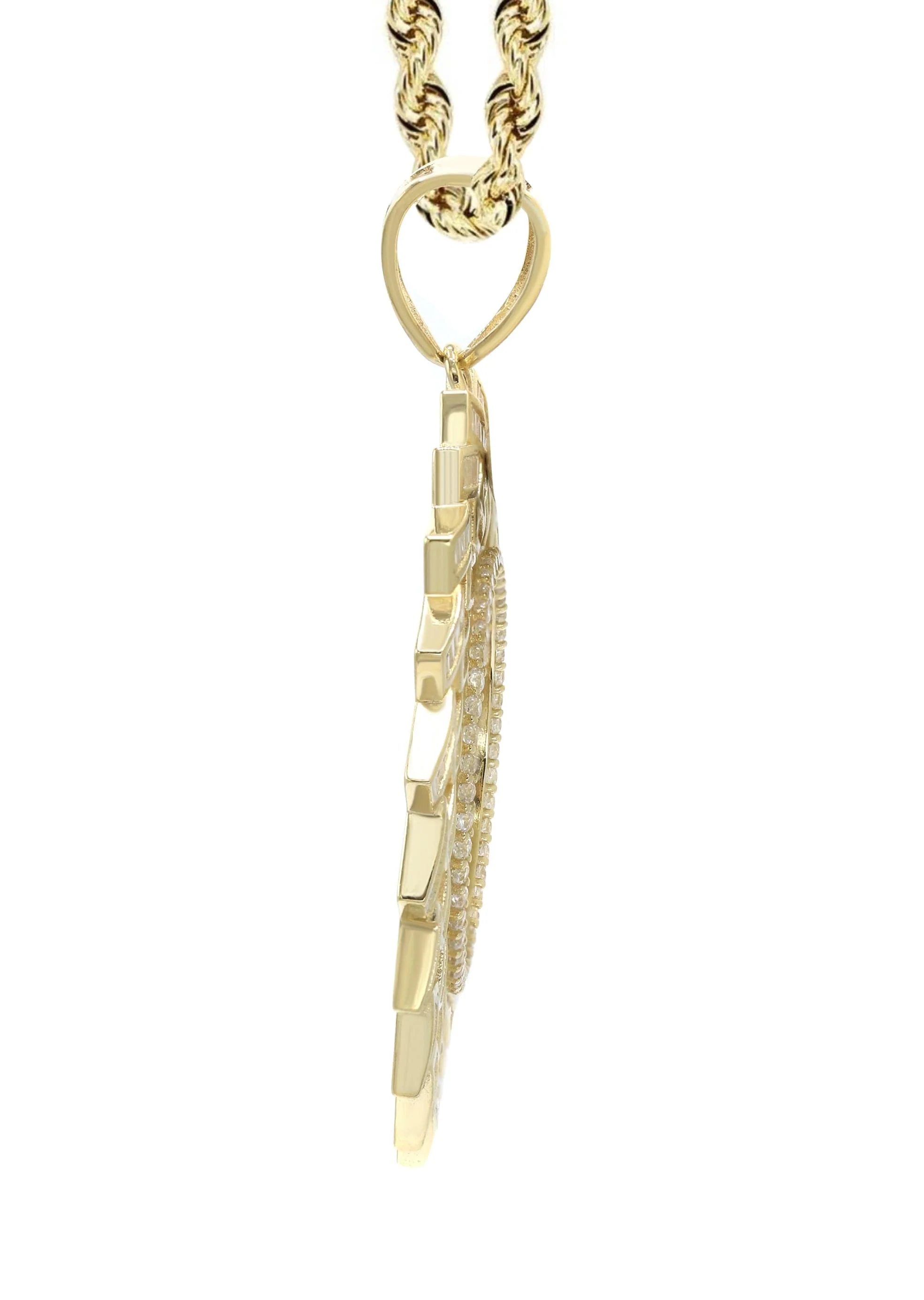 10K Yellow Gold Baguette Round Picture Necklace | Appx. 25 Grams - Image 4