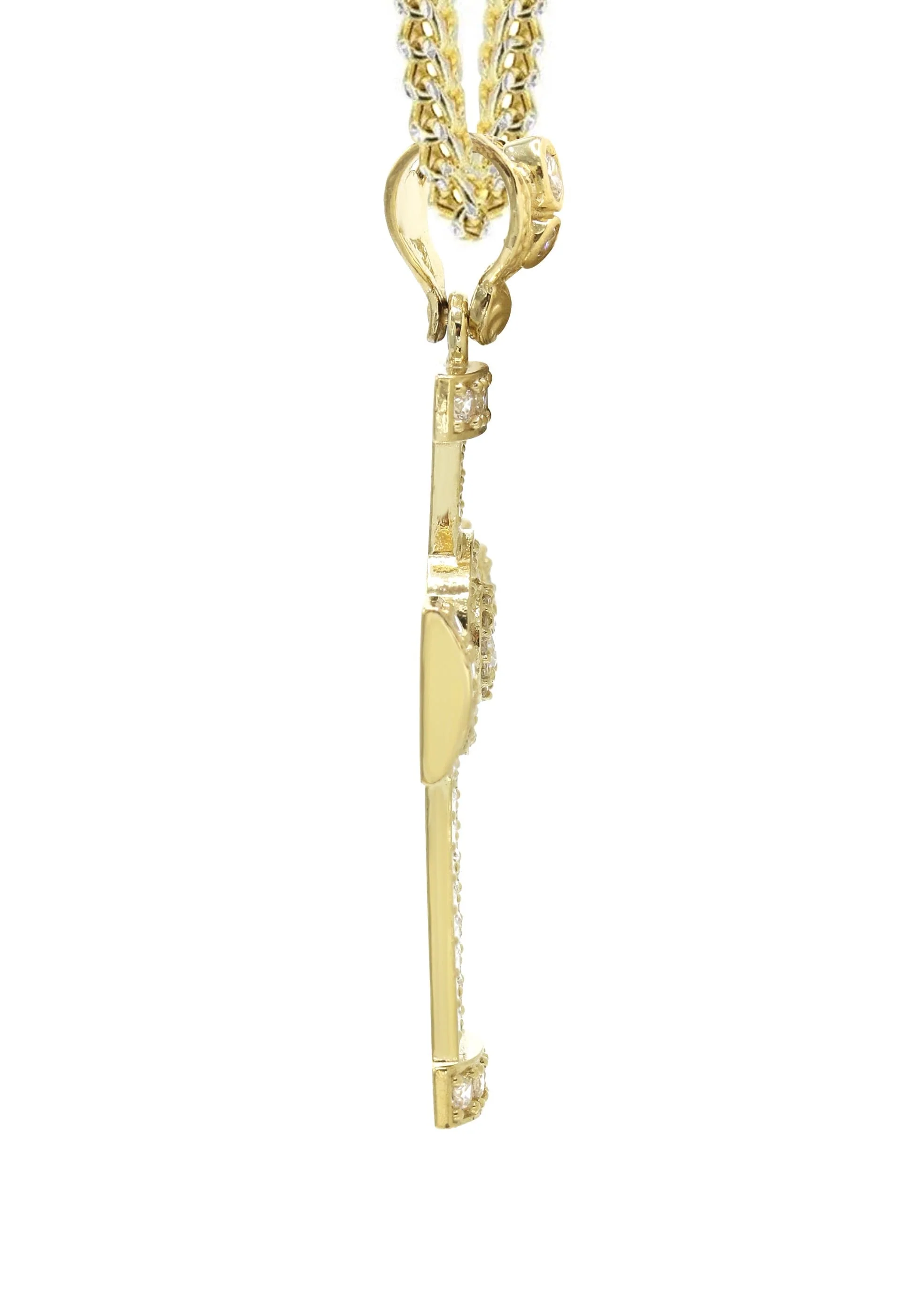 10K Yellow Gold  Baguette Cross Necklace | Appx. 16.2 Grams - Image 4