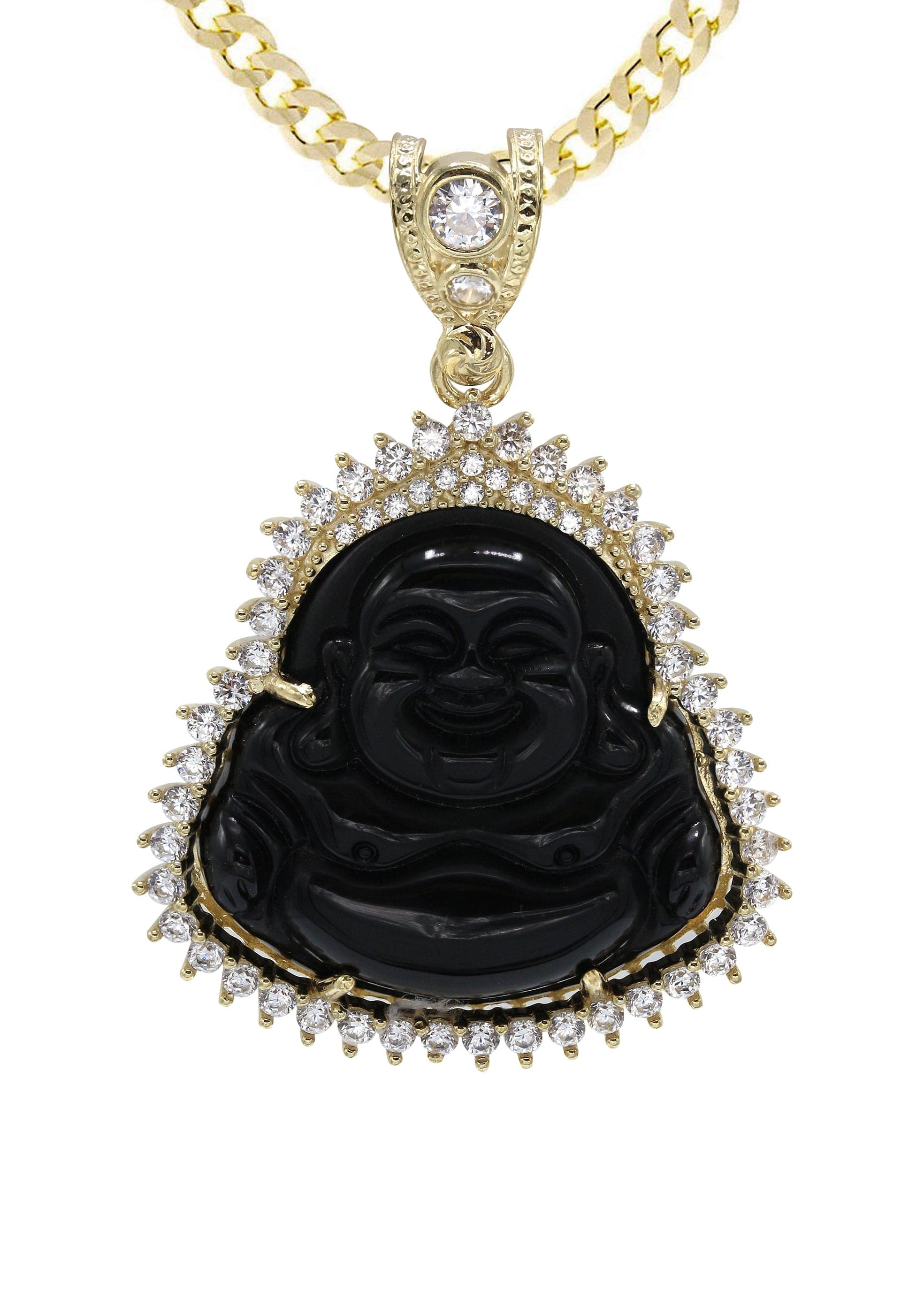 10K Yellow Gold Black Buddha Necklace | Appx. 23.9 Grams - Image 2