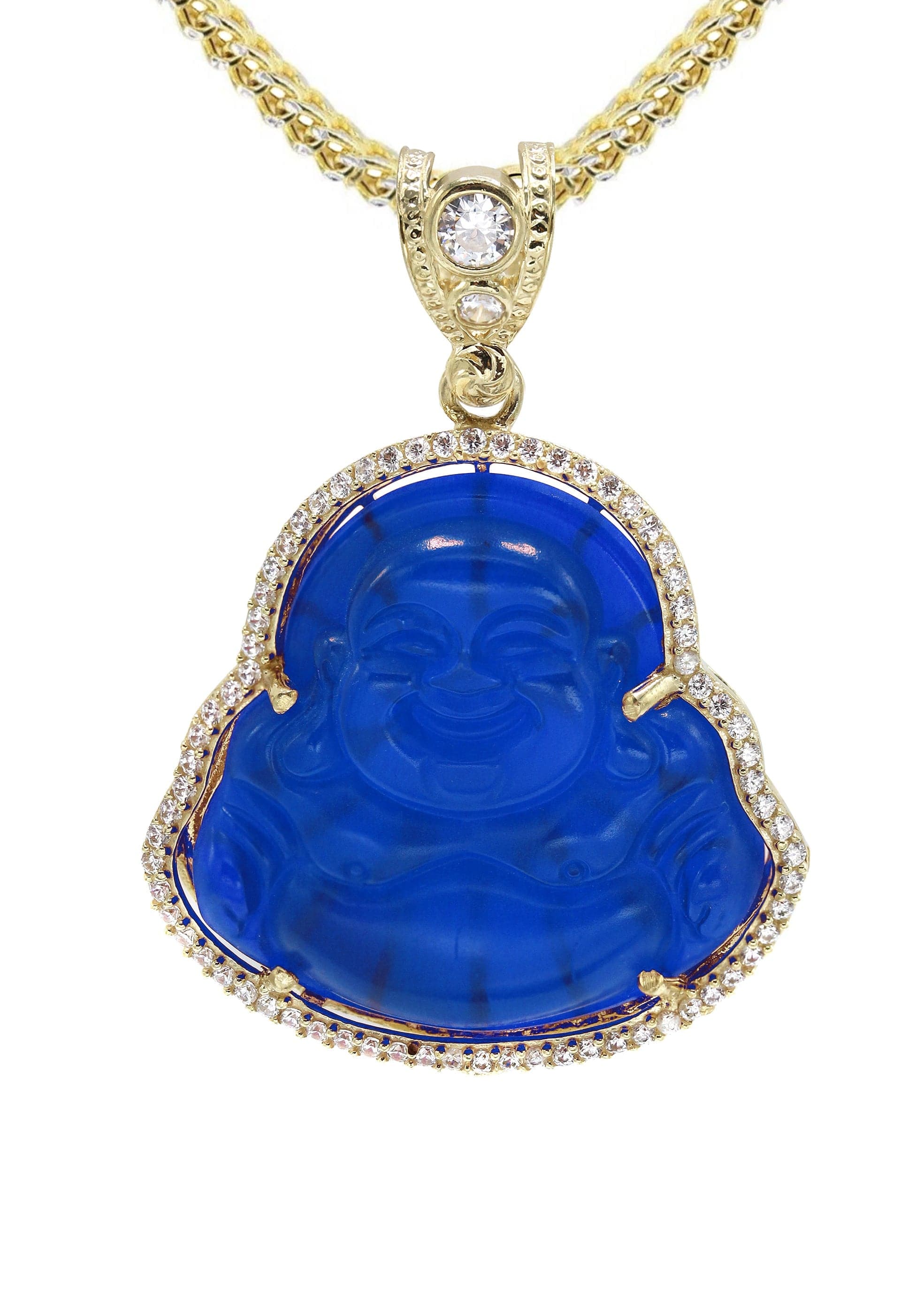 10K Yellow Gold Blue Buddha Necklace | Appx. 21.6 Grams - Image 2