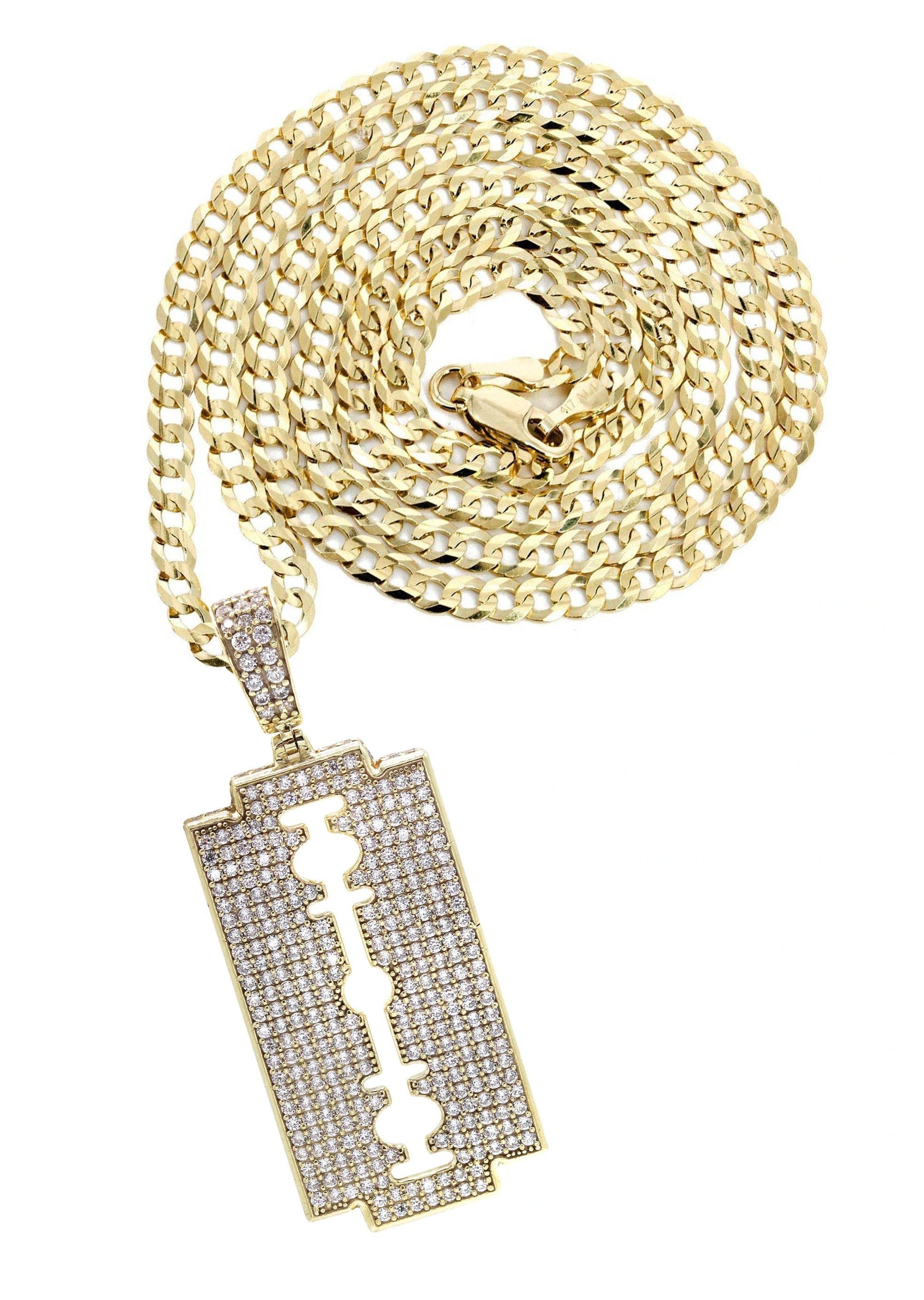10K Yellow Gold Razor Blade Necklace | Appx. 17 Grams