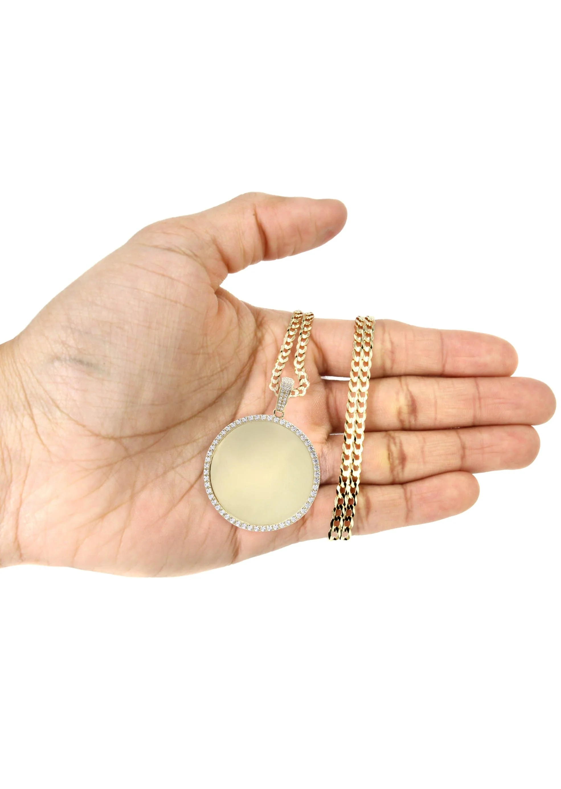10K Yellow Gold Round Picture Necklace | Appx. 16.7 Grams - Image 5