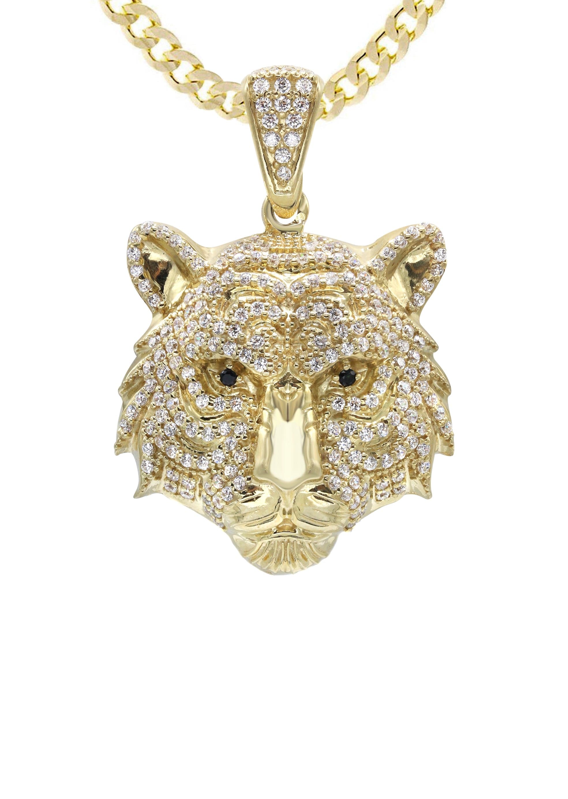 10K Yellow Gold Tiger Head Necklace | Appx. 28.3 Grams - Image 2