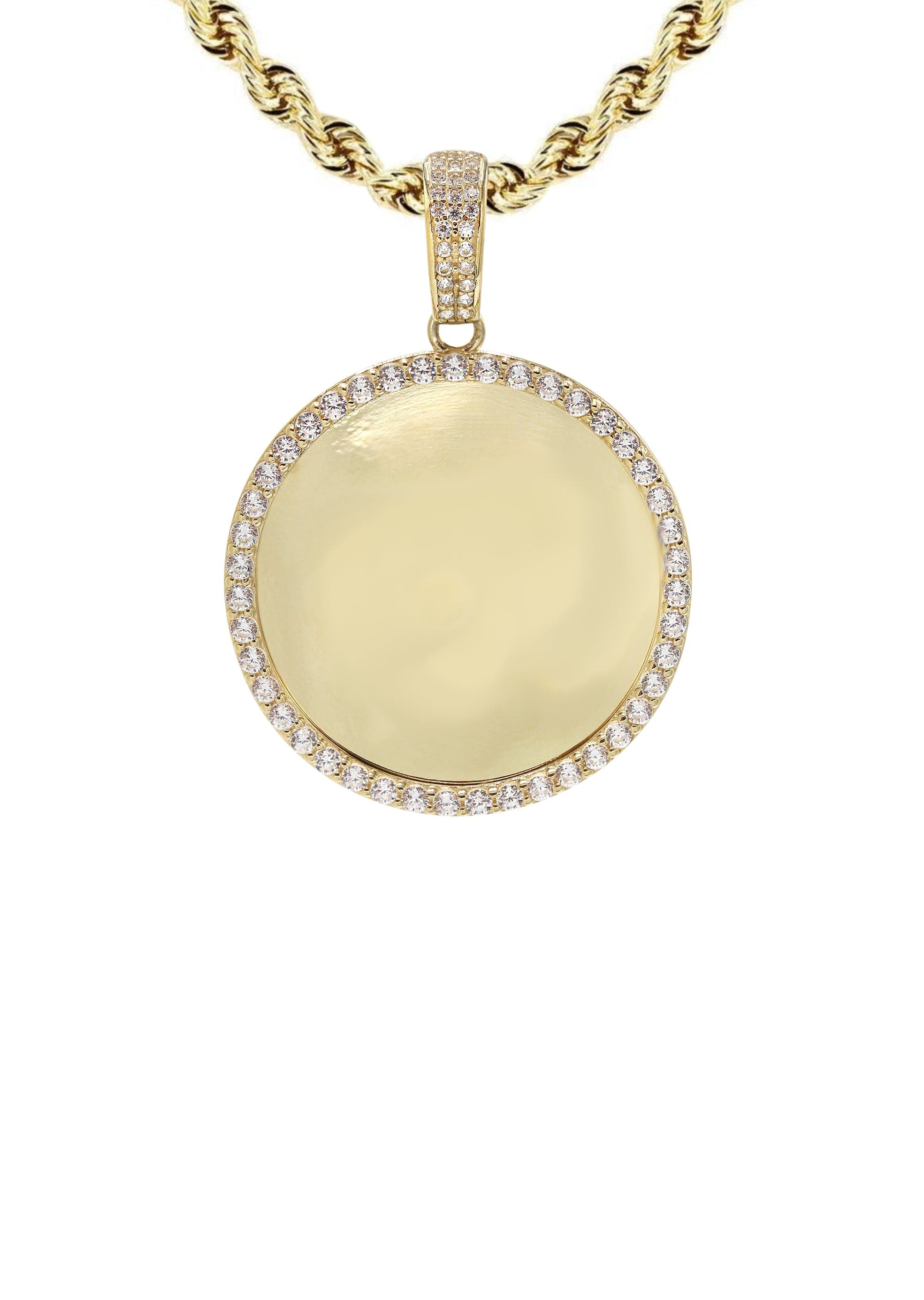 10K Yellow GoldSmall Cz Round Picture Necklace | Appx. 14.9 Grams - Image 2
