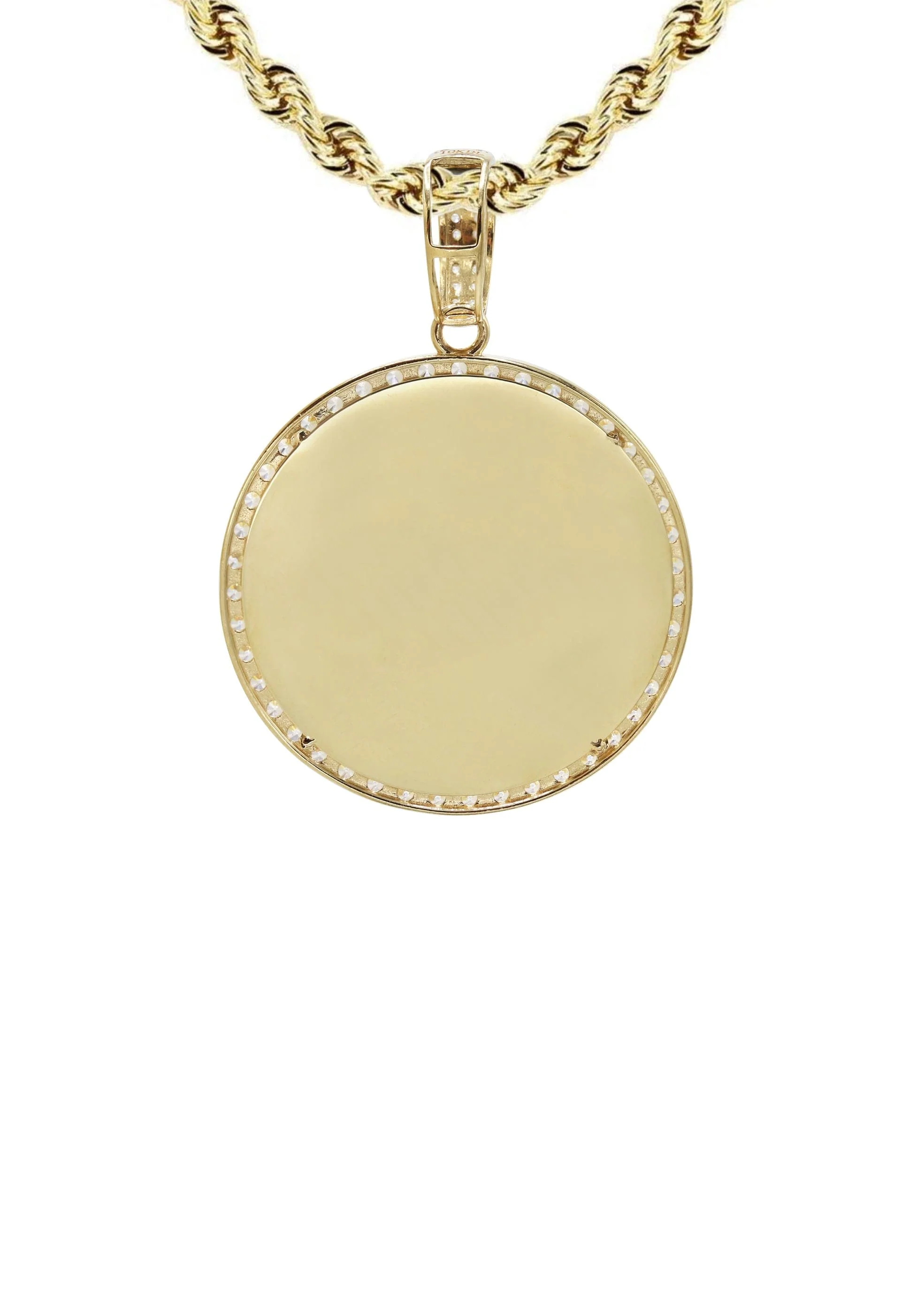 10K Yellow GoldSmall Cz Round Picture Necklace | Appx. 14.9 Grams - Image 3