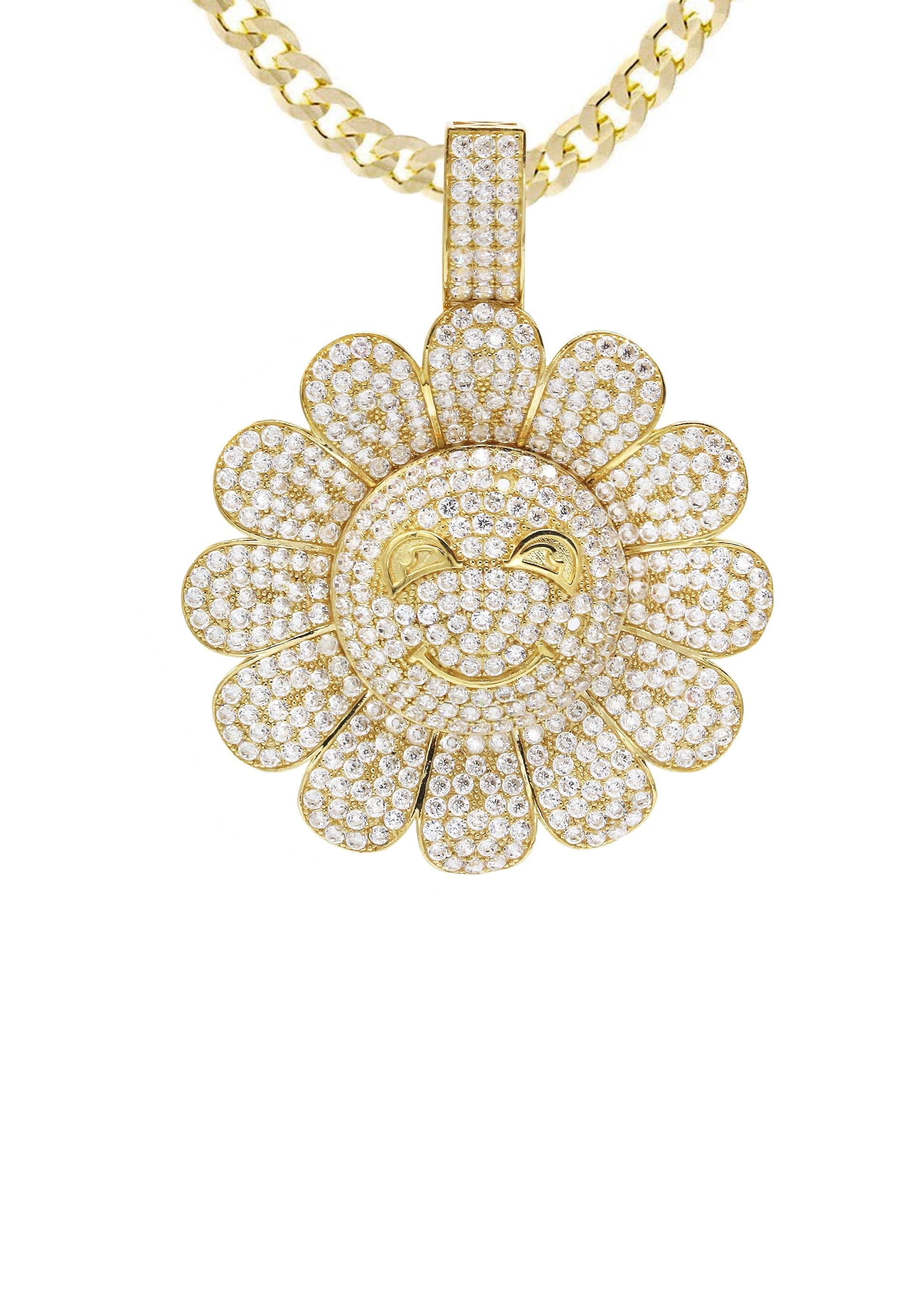 10K Yellow Gold Sunflower Spinner Necklace | Appx. 18.8 Grams - Image 3