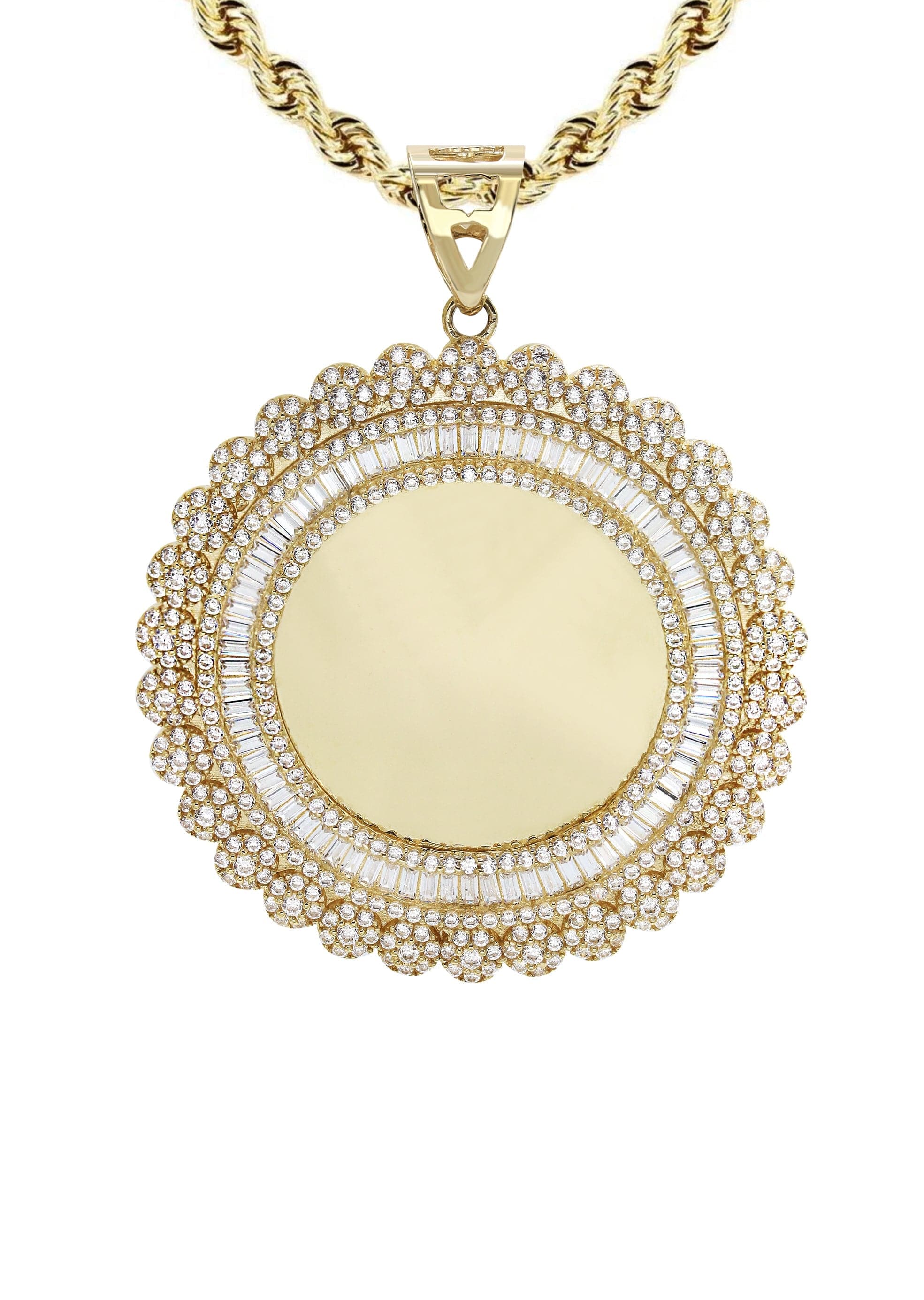 10K Yellow Gold Round Picture Necklace | Appx. 23.5 Grams - Image 2