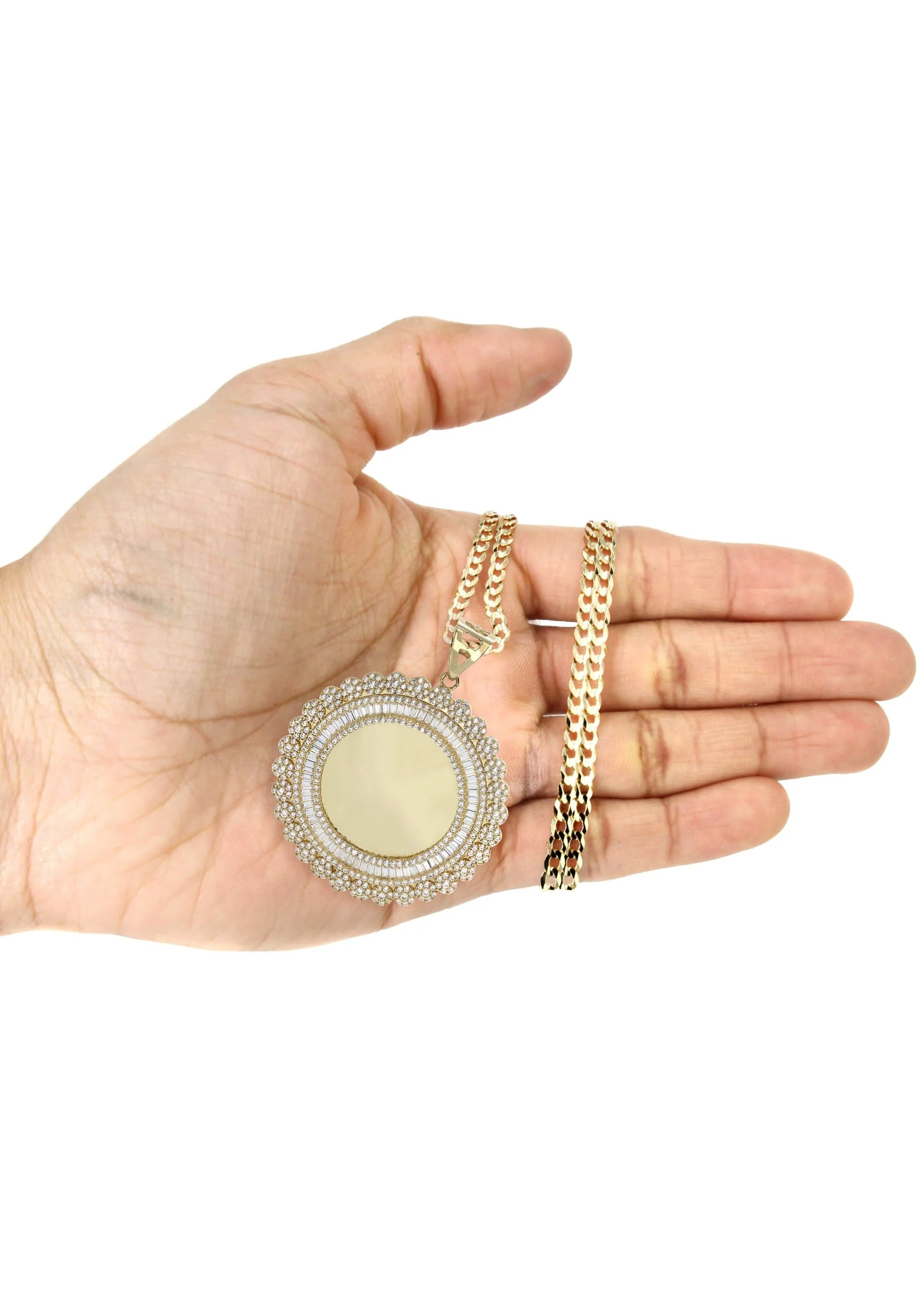 10K Yellow Gold Round Picture Necklace | Appx. 23.5 Grams - Image 5