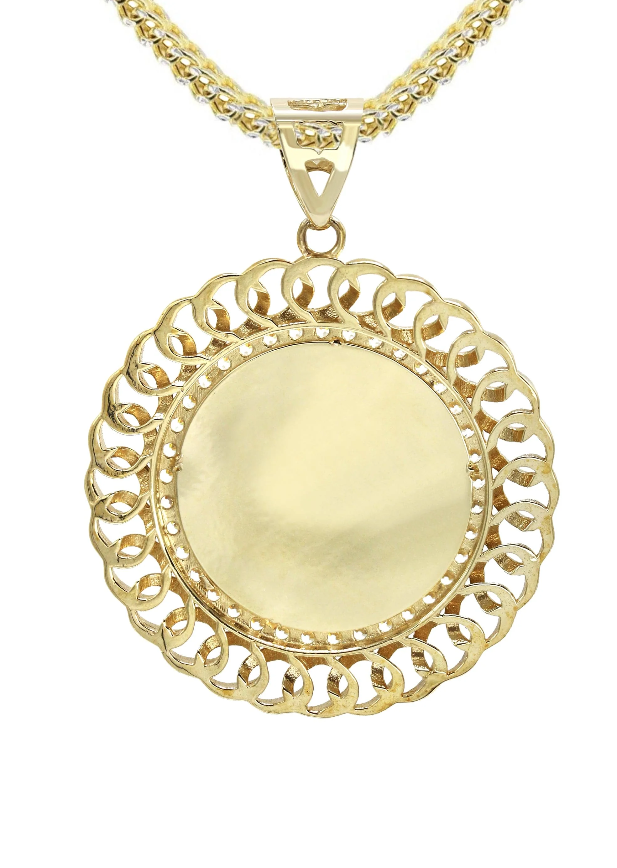10K Yellow Gold Round Curb Picture Necklace | Appx. 19.9 Grams - Image 3