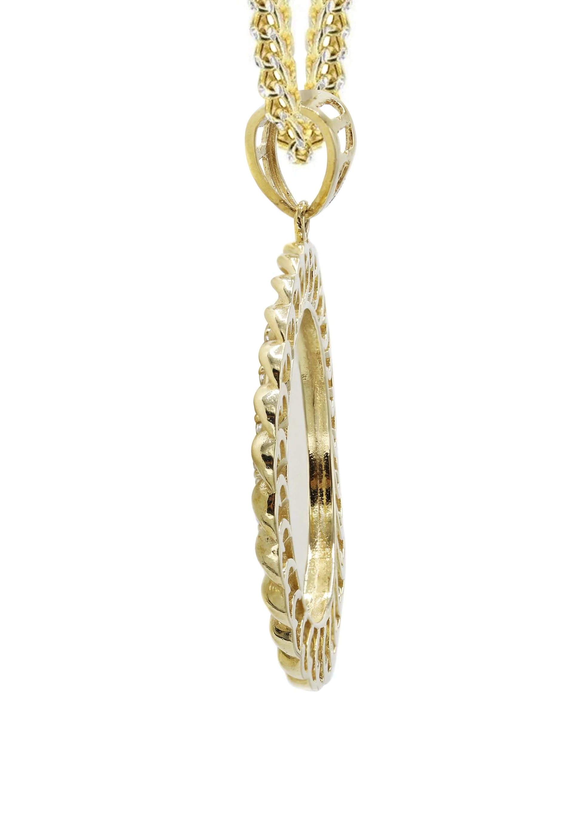 10K Yellow Gold Round Curb Picture Necklace | Appx. 19.9 Grams - Image 4