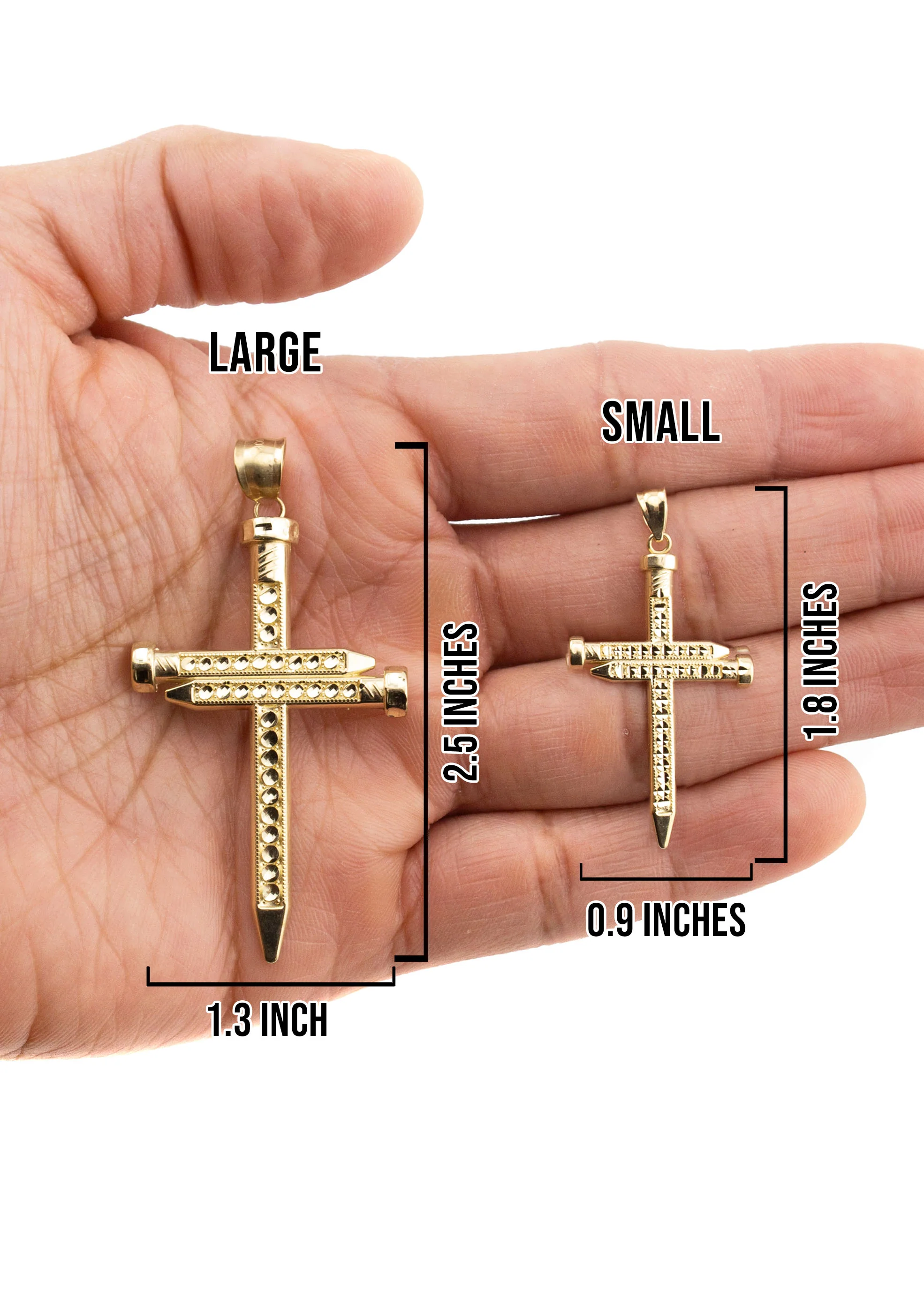 10K Yellow Gold Cross Necklace | Small 6 Grams - Large 10 Grams - Image 5