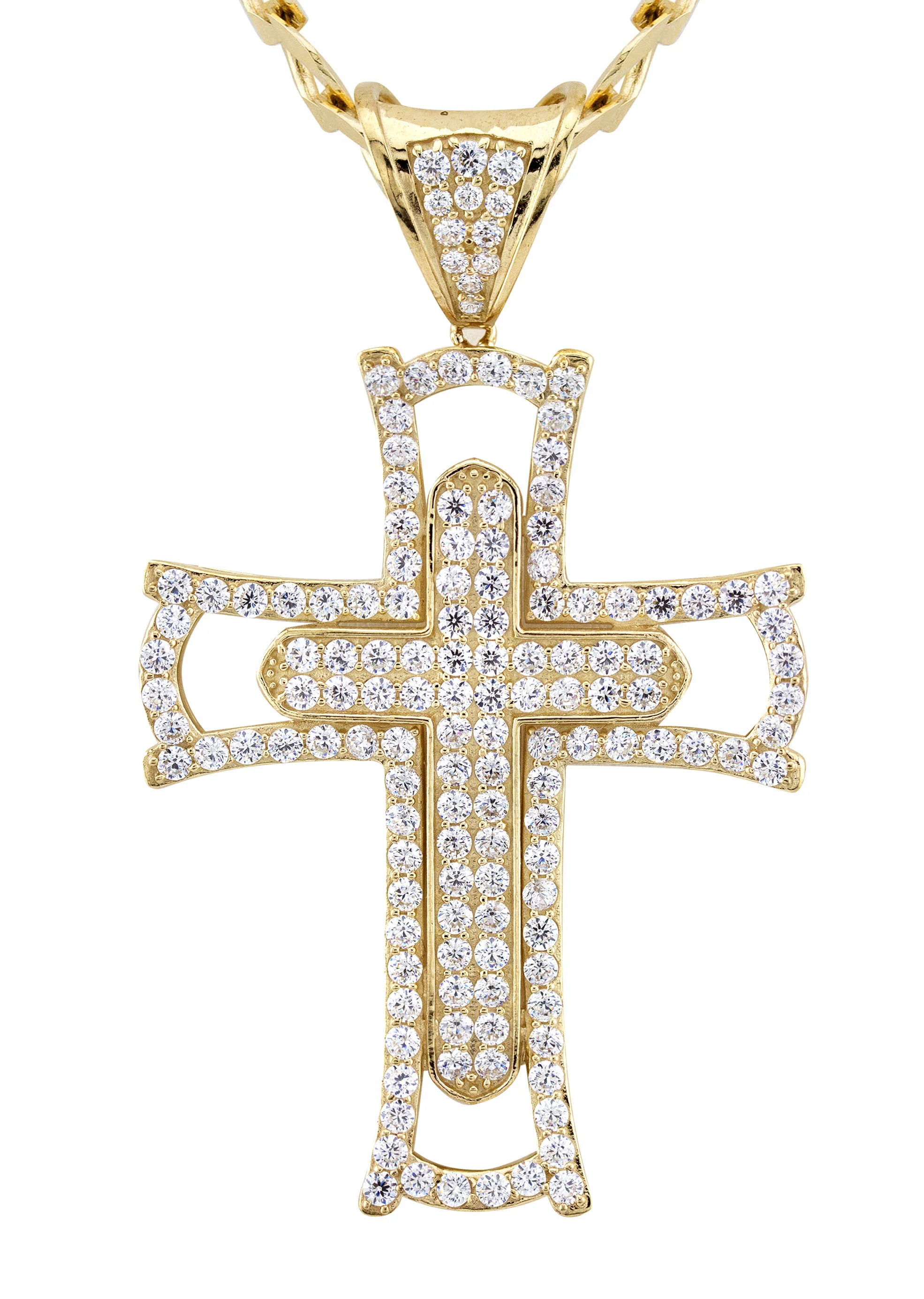 10K Yellow Gold Cross Necklace | Small 15 Grams - Large 46 Grams - Image 2