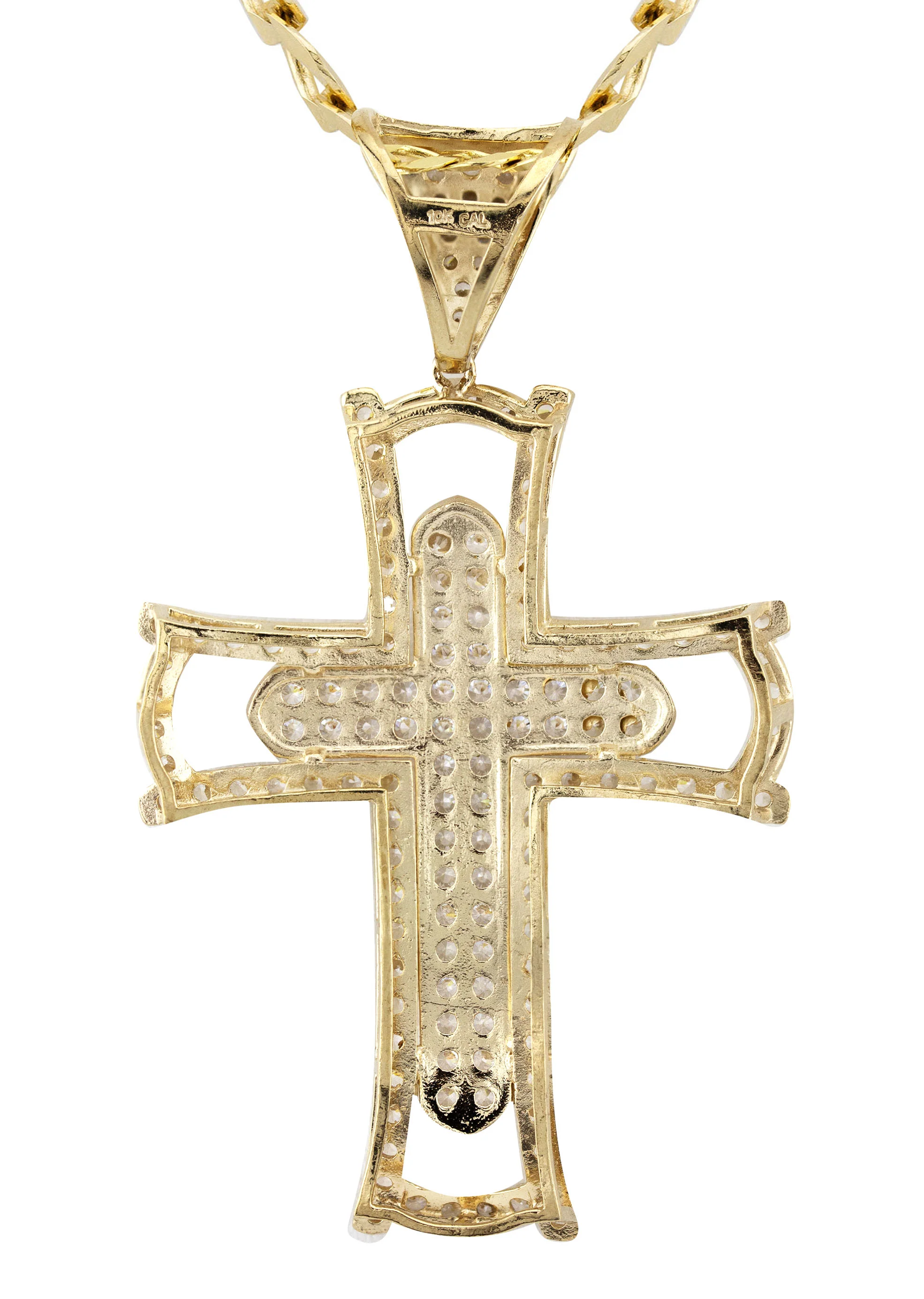 10K Yellow Gold Cross Necklace | Small 15 Grams - Large 46 Grams - Image 3