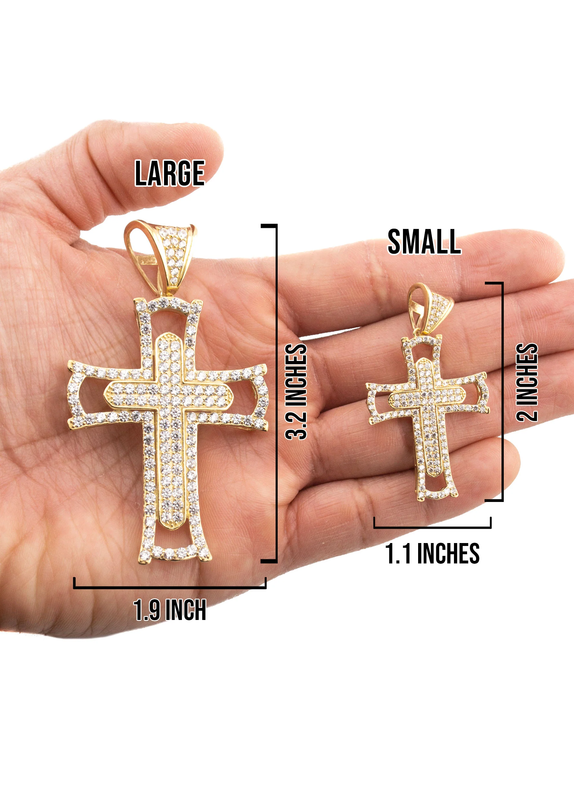 10K Yellow Gold Cross Necklace | Small 15 Grams - Large 46 Grams - Image 5